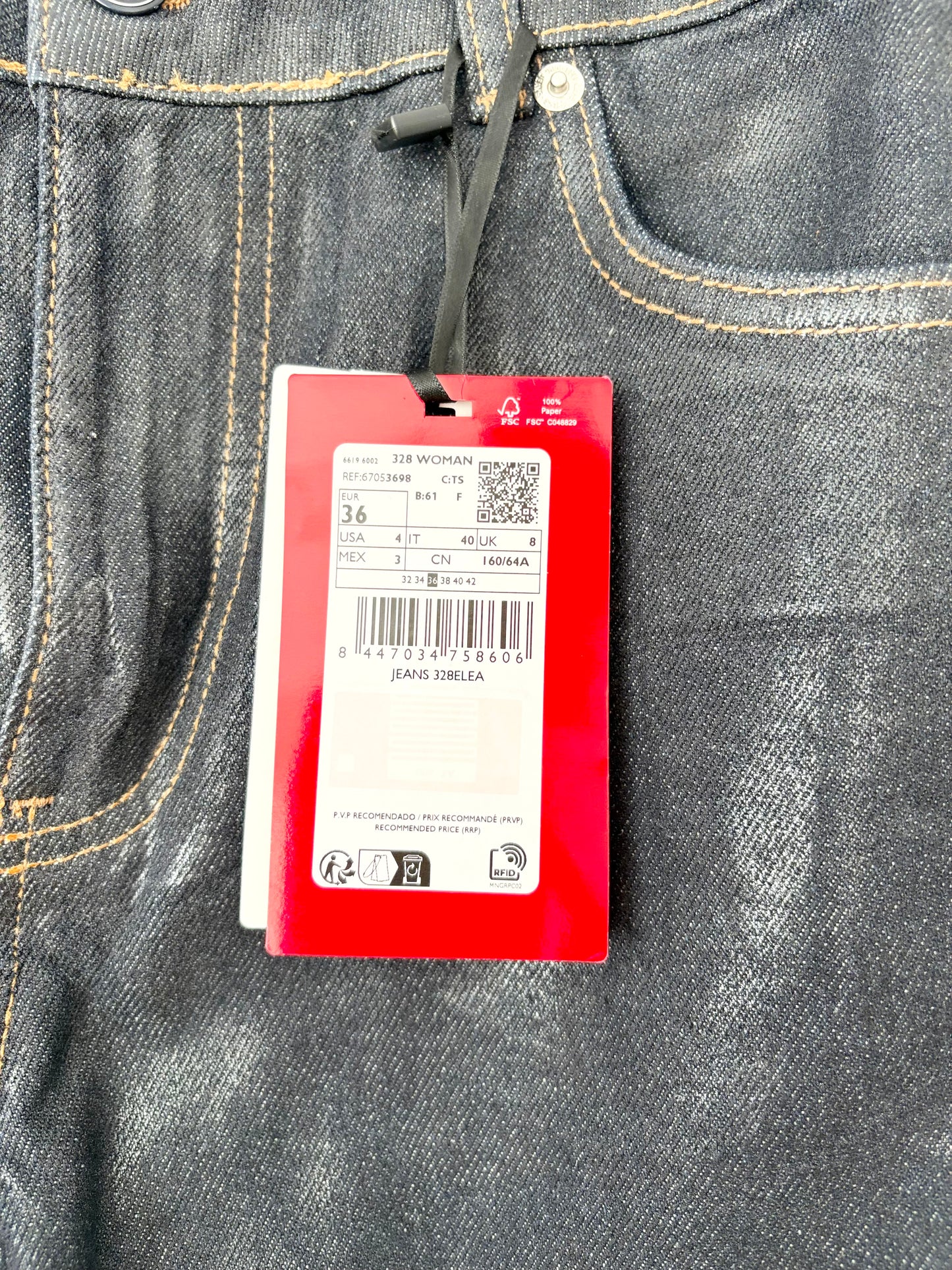 Jean droit Mango à effet métallisé Medium