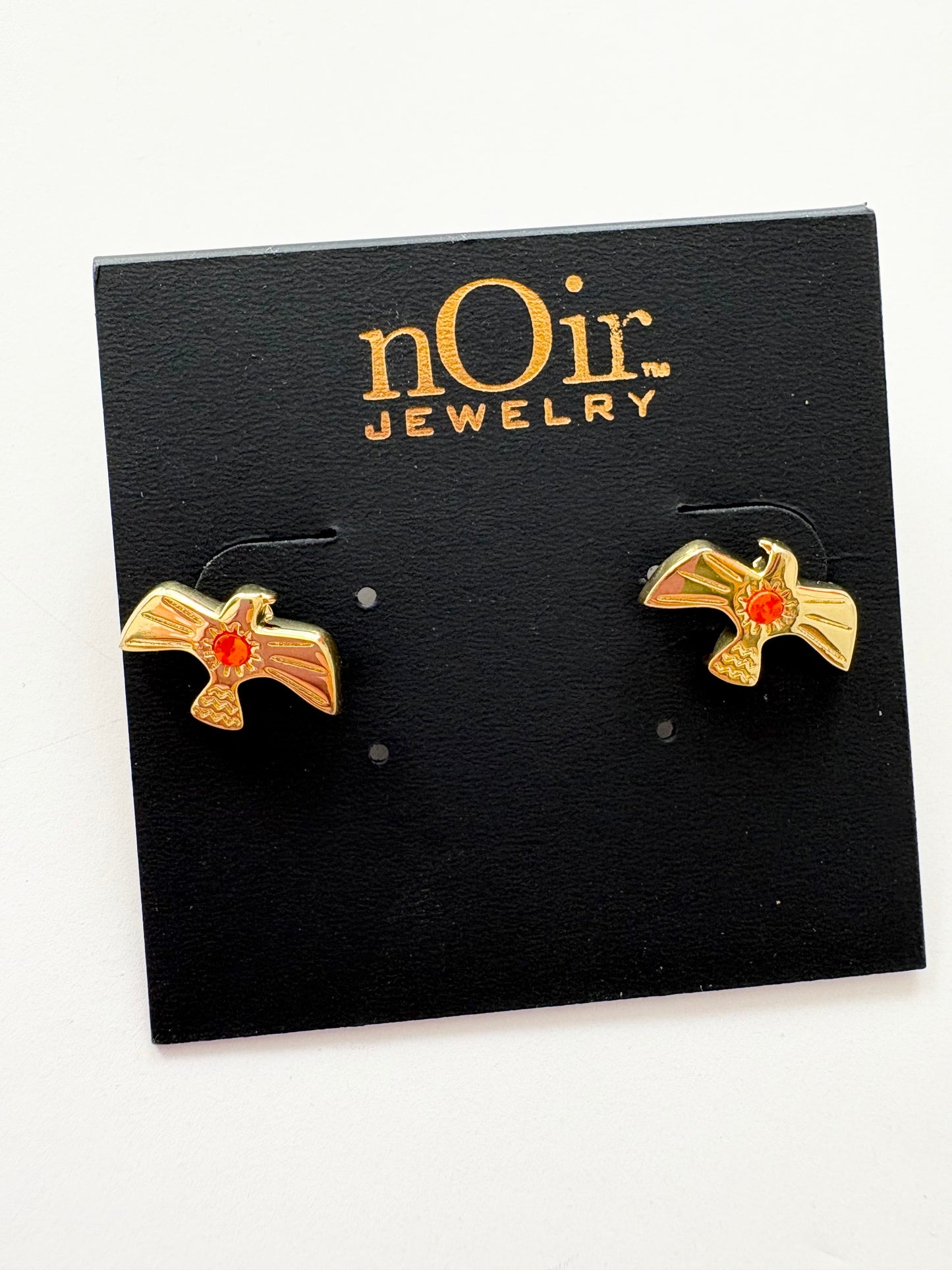 Noir NYC gold plated bird earrings