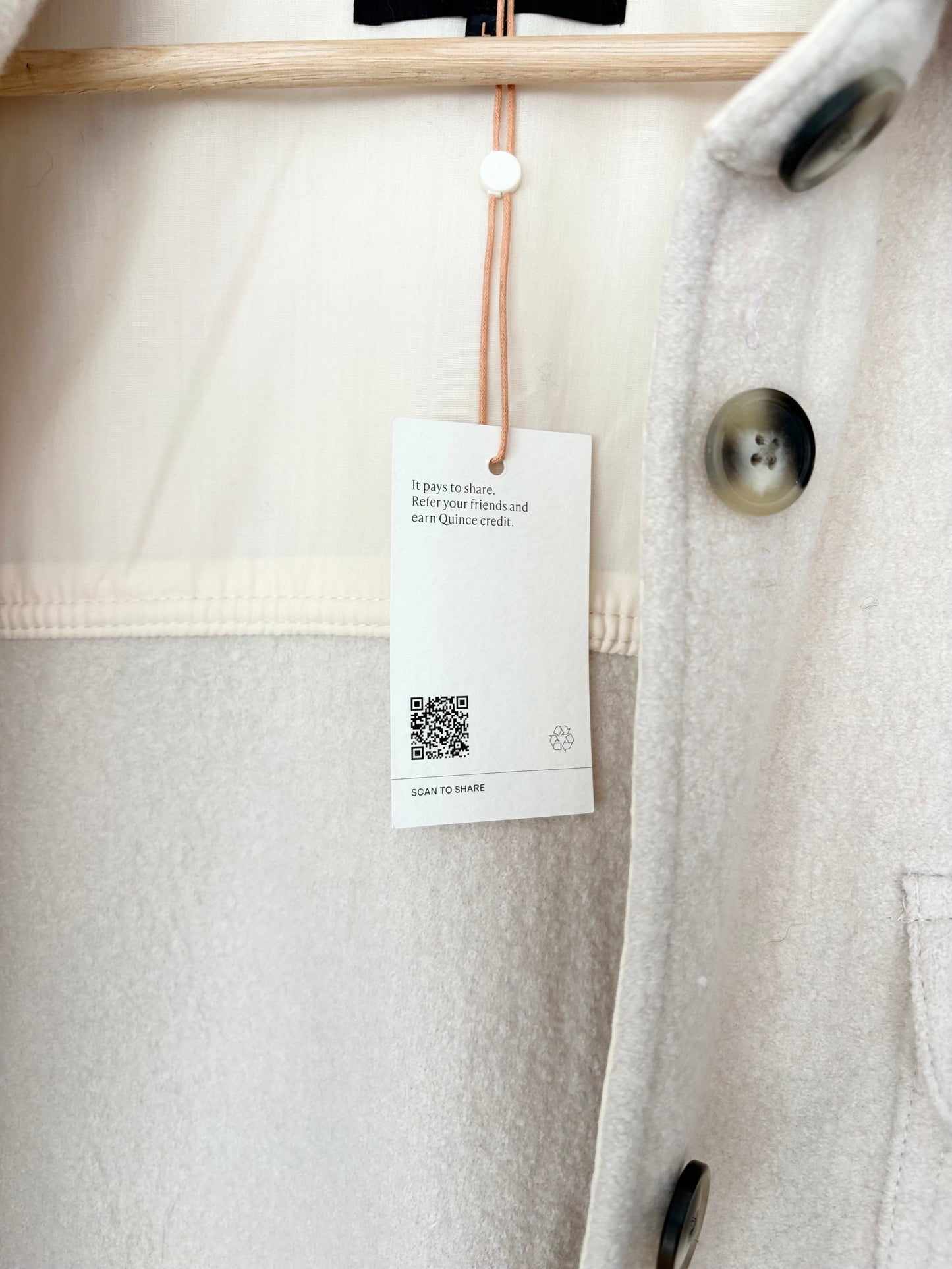 Quince boiled wool long shirt jacket Large