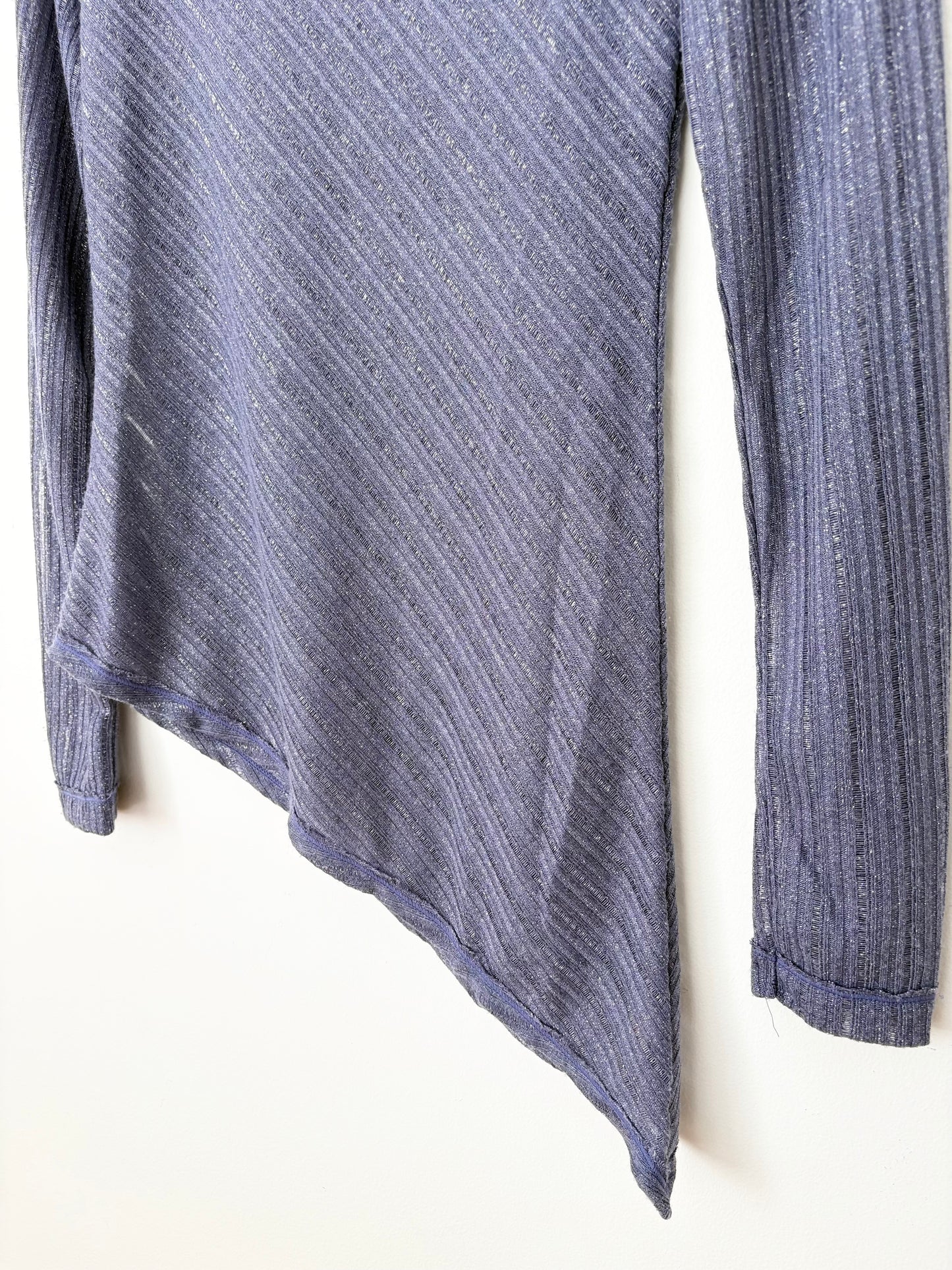 Free People sheer asymmetric sparkly top XS