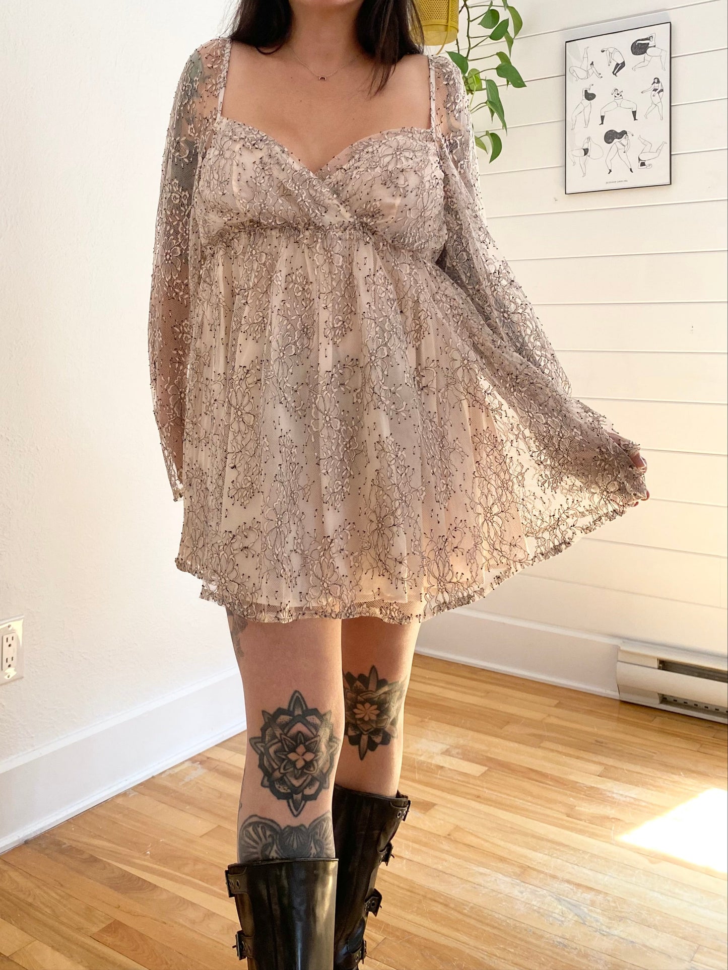 Free People heavenly lace tunic top Large