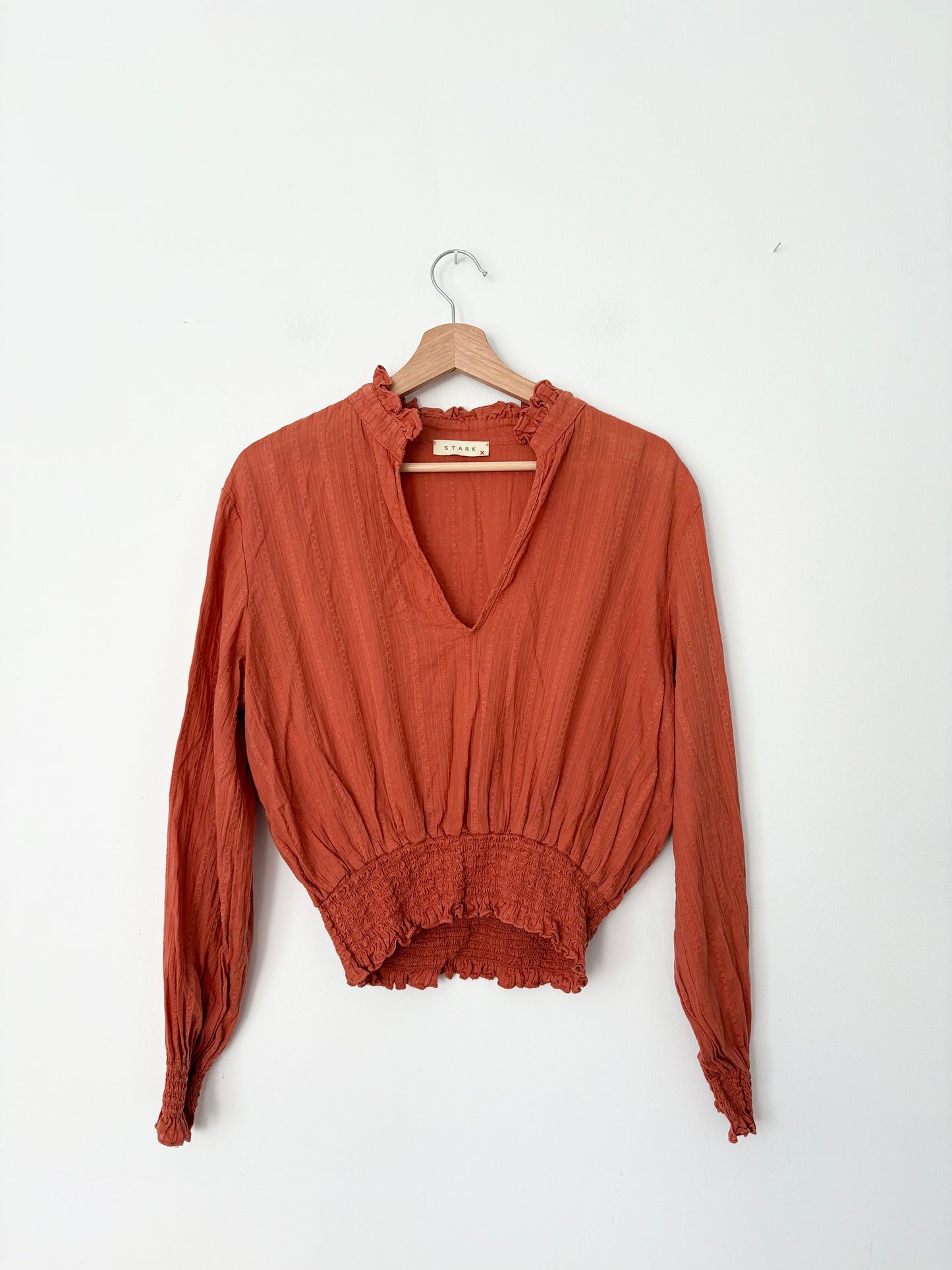 Stark X ruffle collar smocked blouse Small