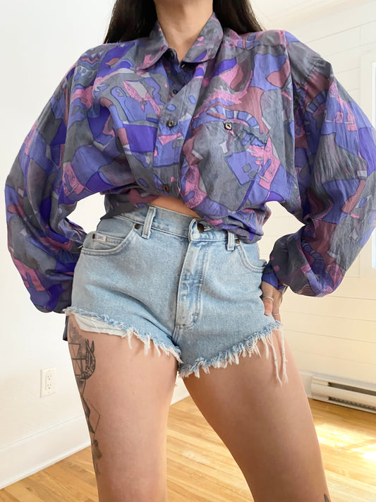Chemise vintage en soie Enrico Pazzi XL