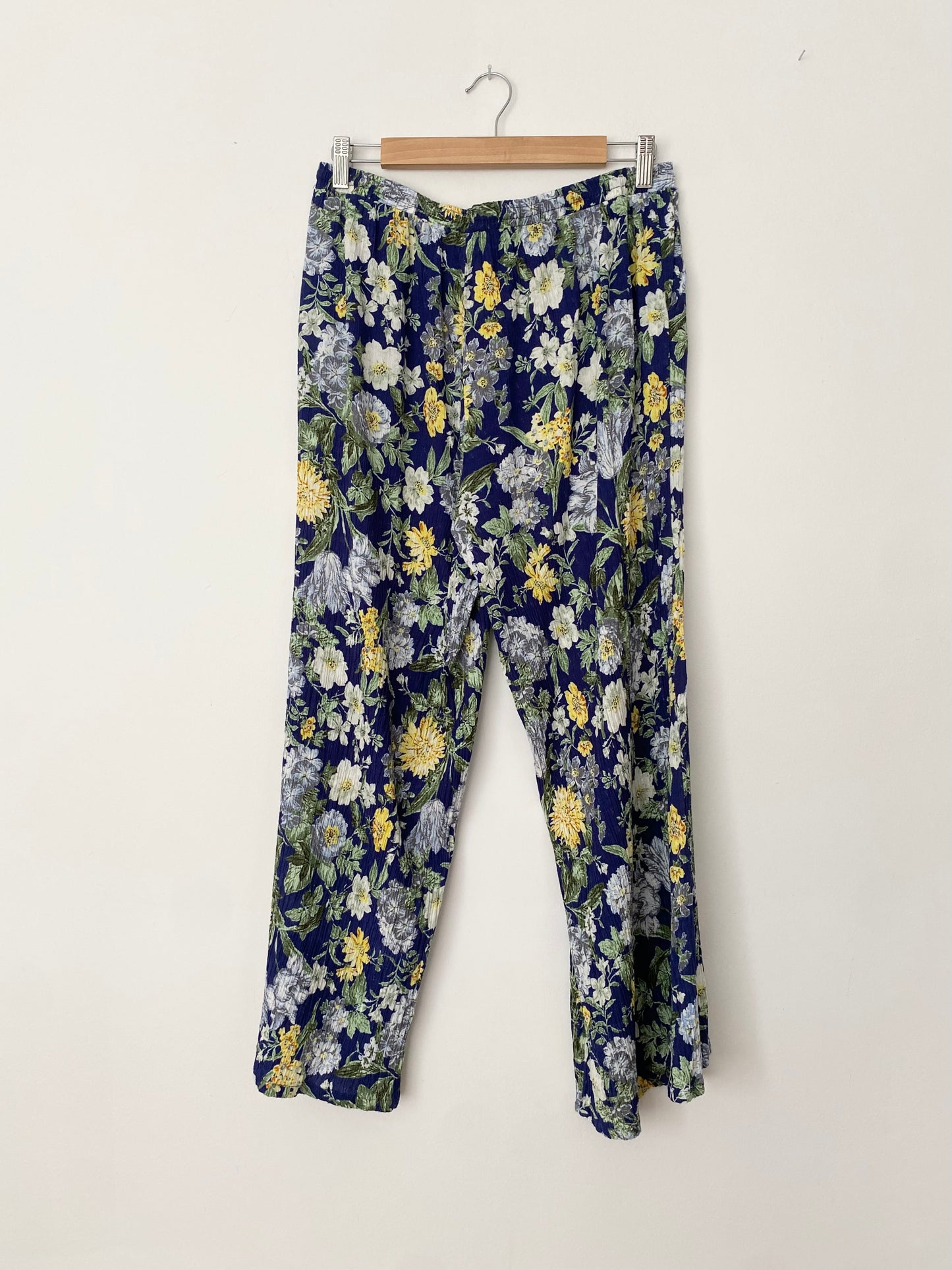 Rachel Roy crinkled floral wide leg pants Large