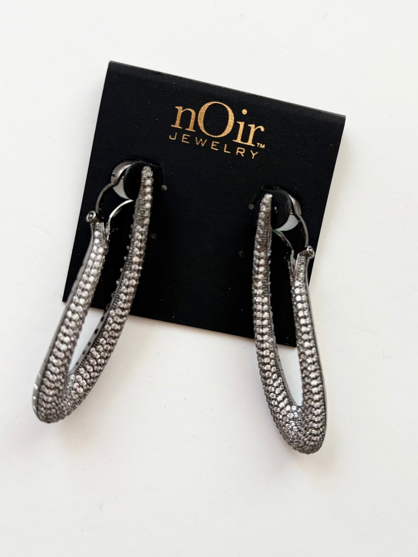 Noir NYC diamante gunmetal earrings