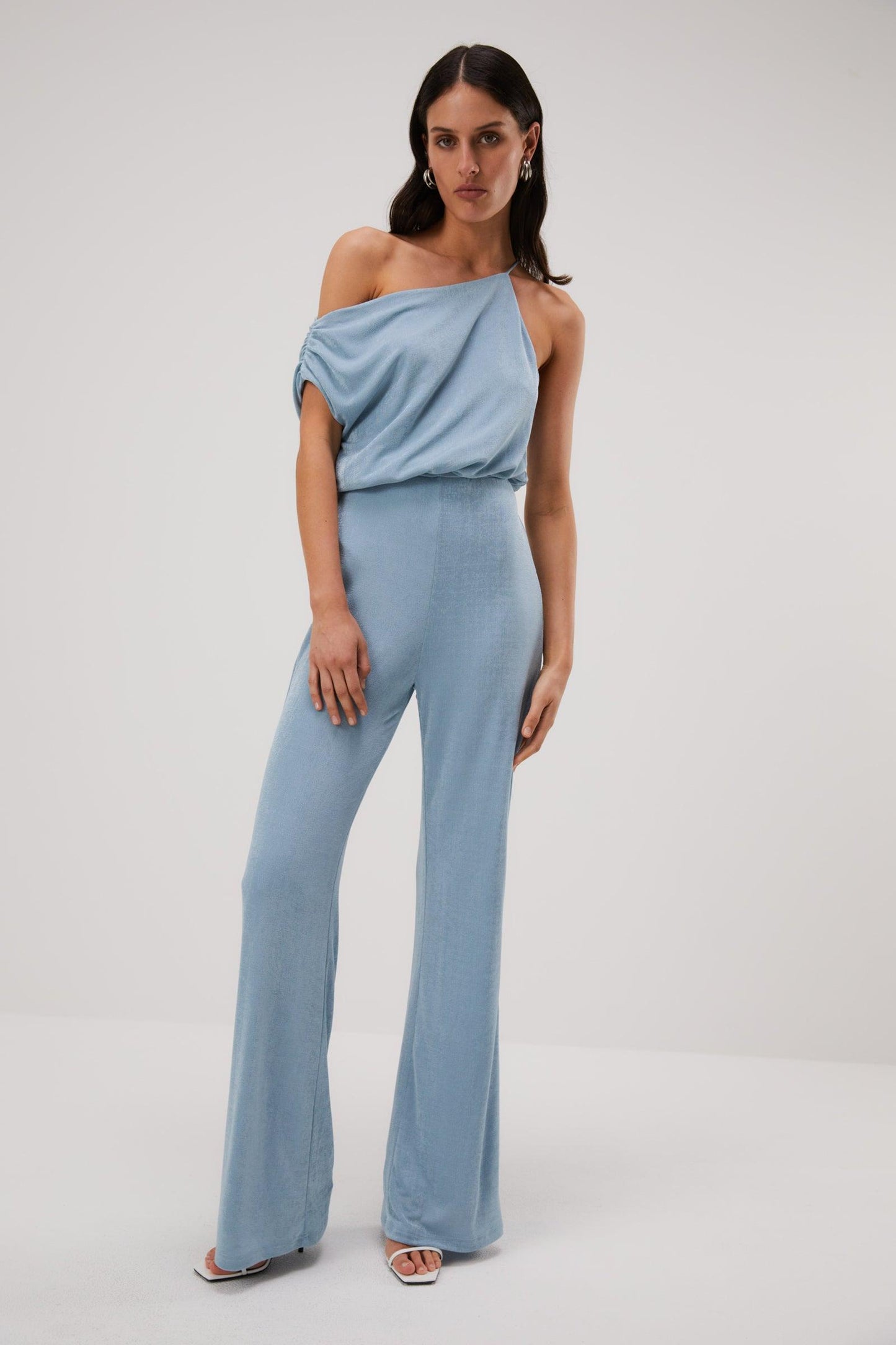 MISHA Emer one shoulder glitter jumpsuit XS