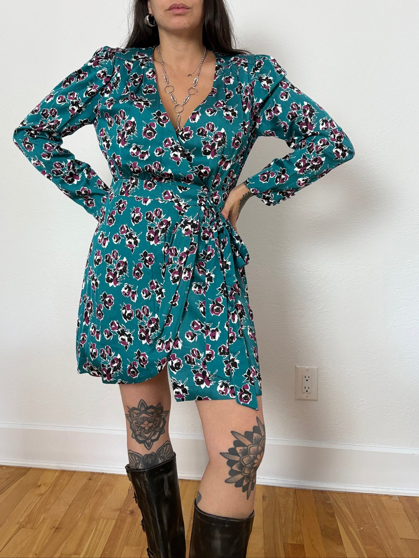 The kooples floral print wrap mini dress M/L