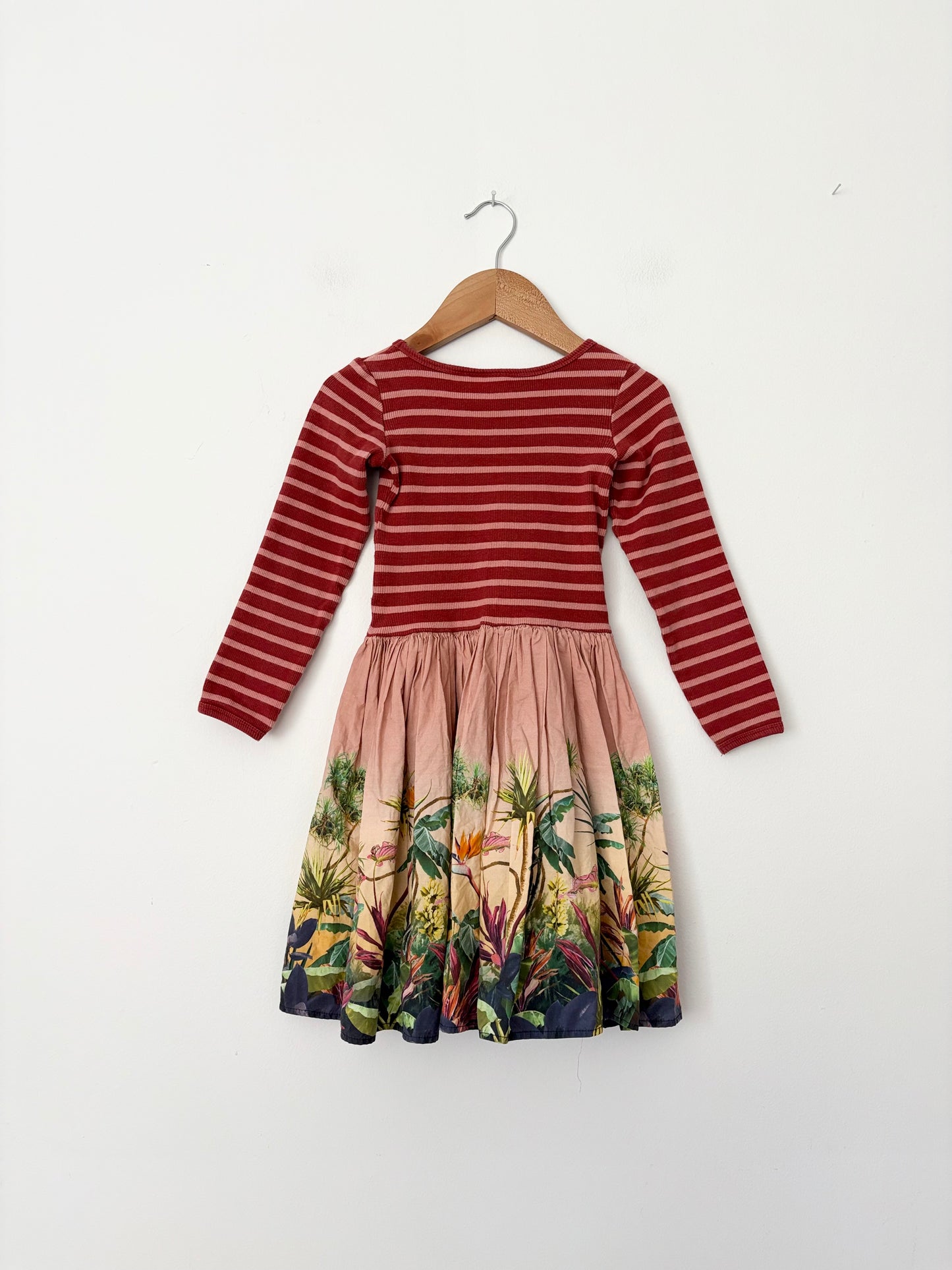 Molo stripe bird dress 5/6Y