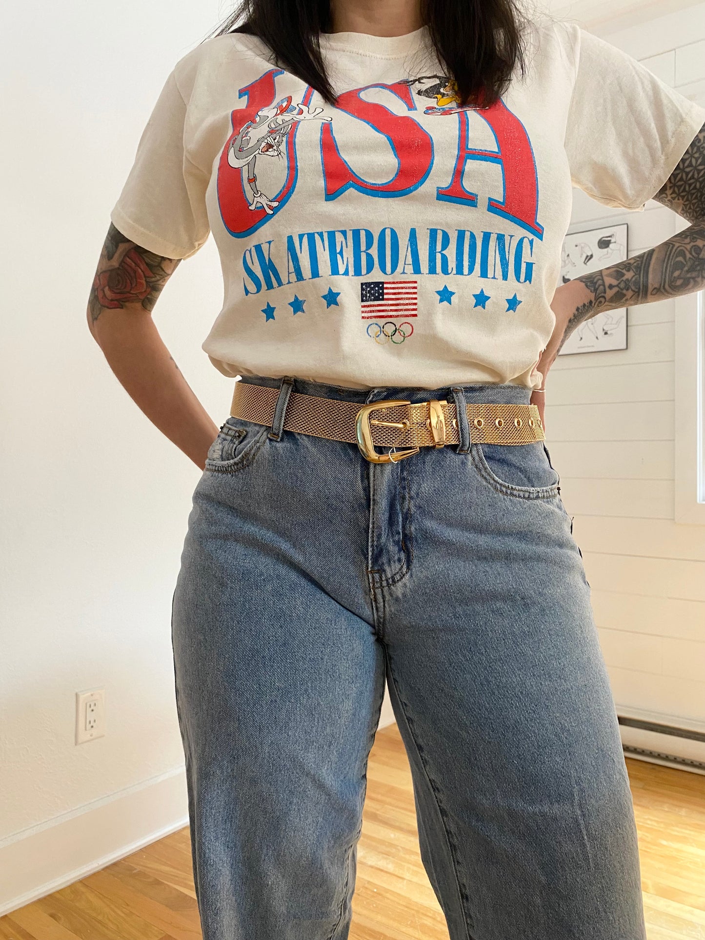 Petits moments gold metal mesh belt L/XL