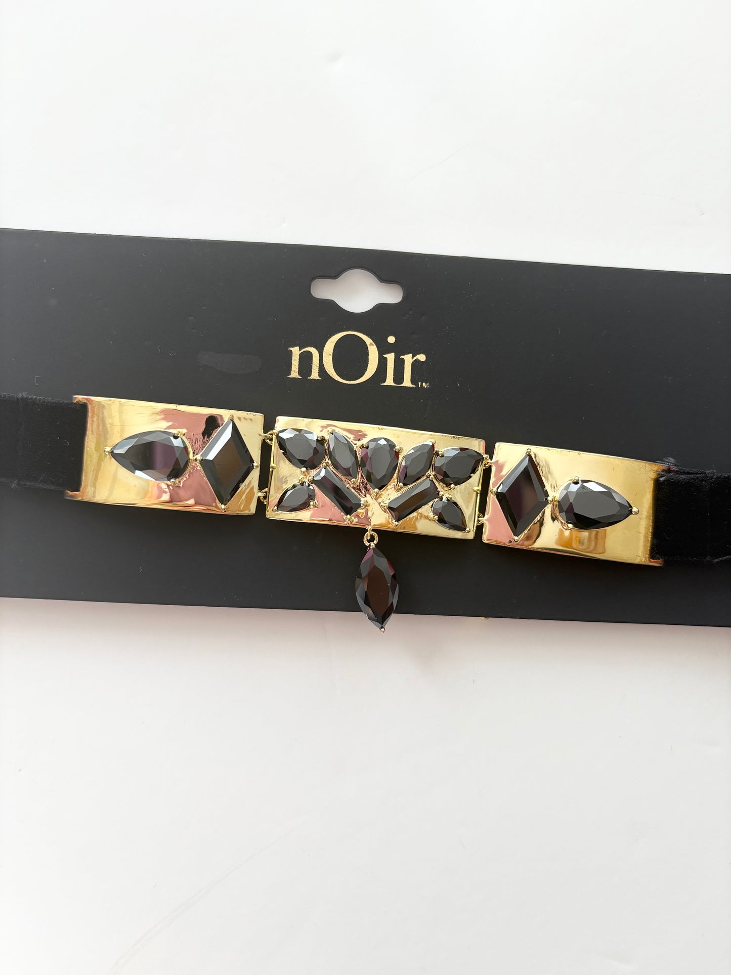 Noir NYC gold plated jagged choker necklace