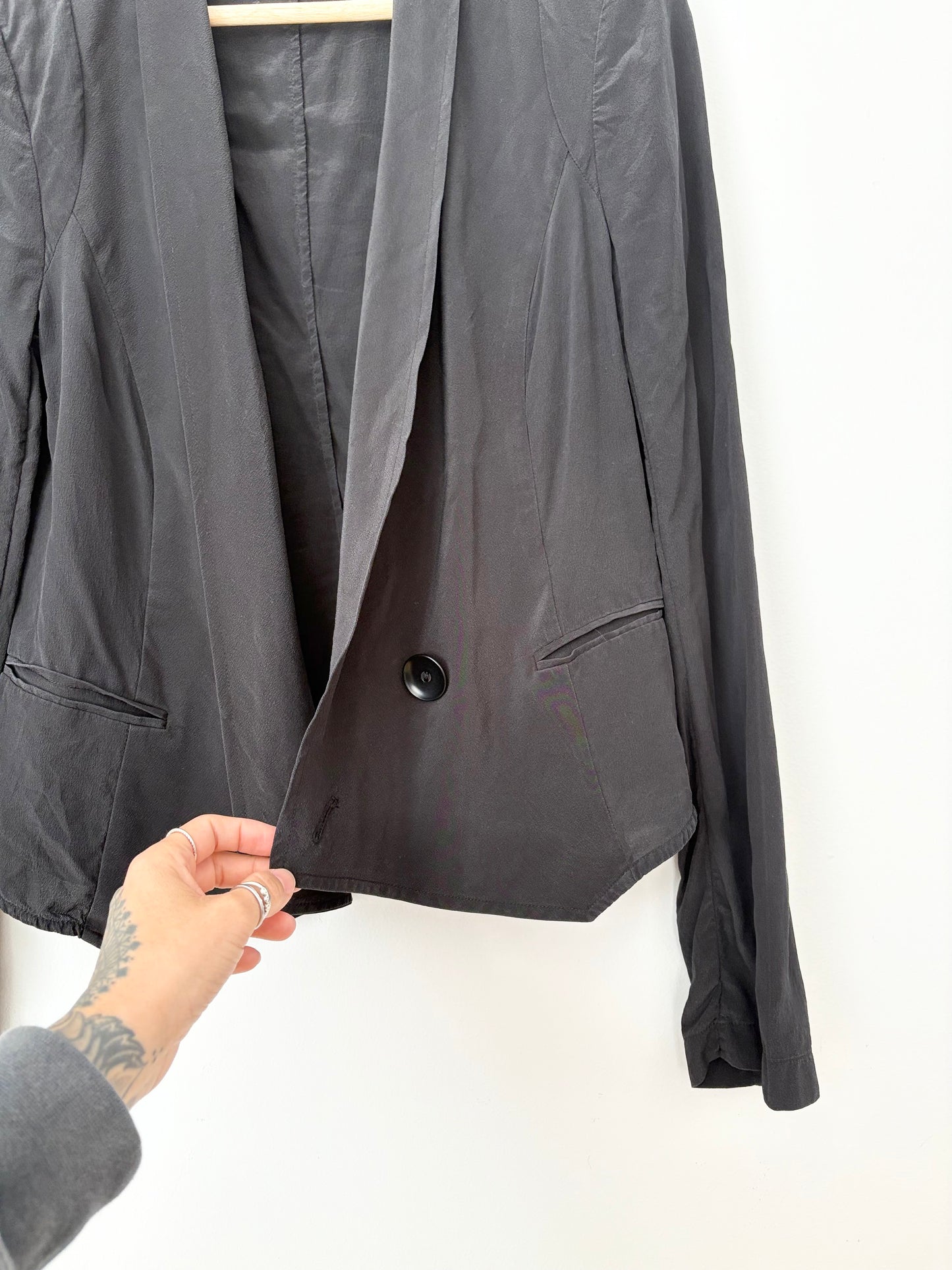 Blazer drapé en soie à charnière vintage Medium