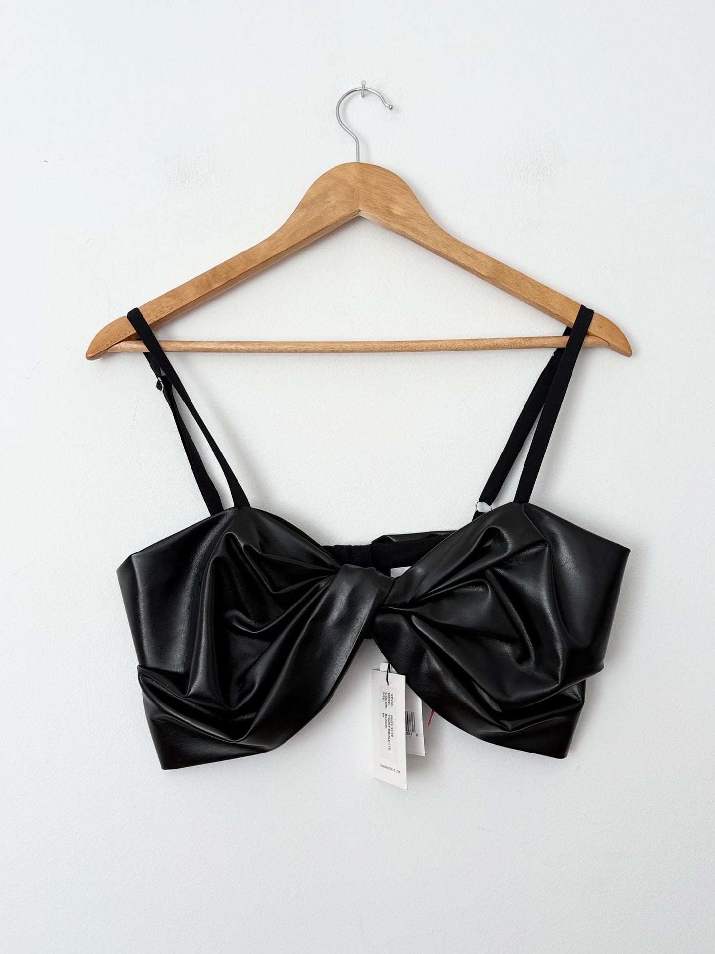 Brassière torsadée en cuir vegan doublée de soie Marina Moscone S/M
