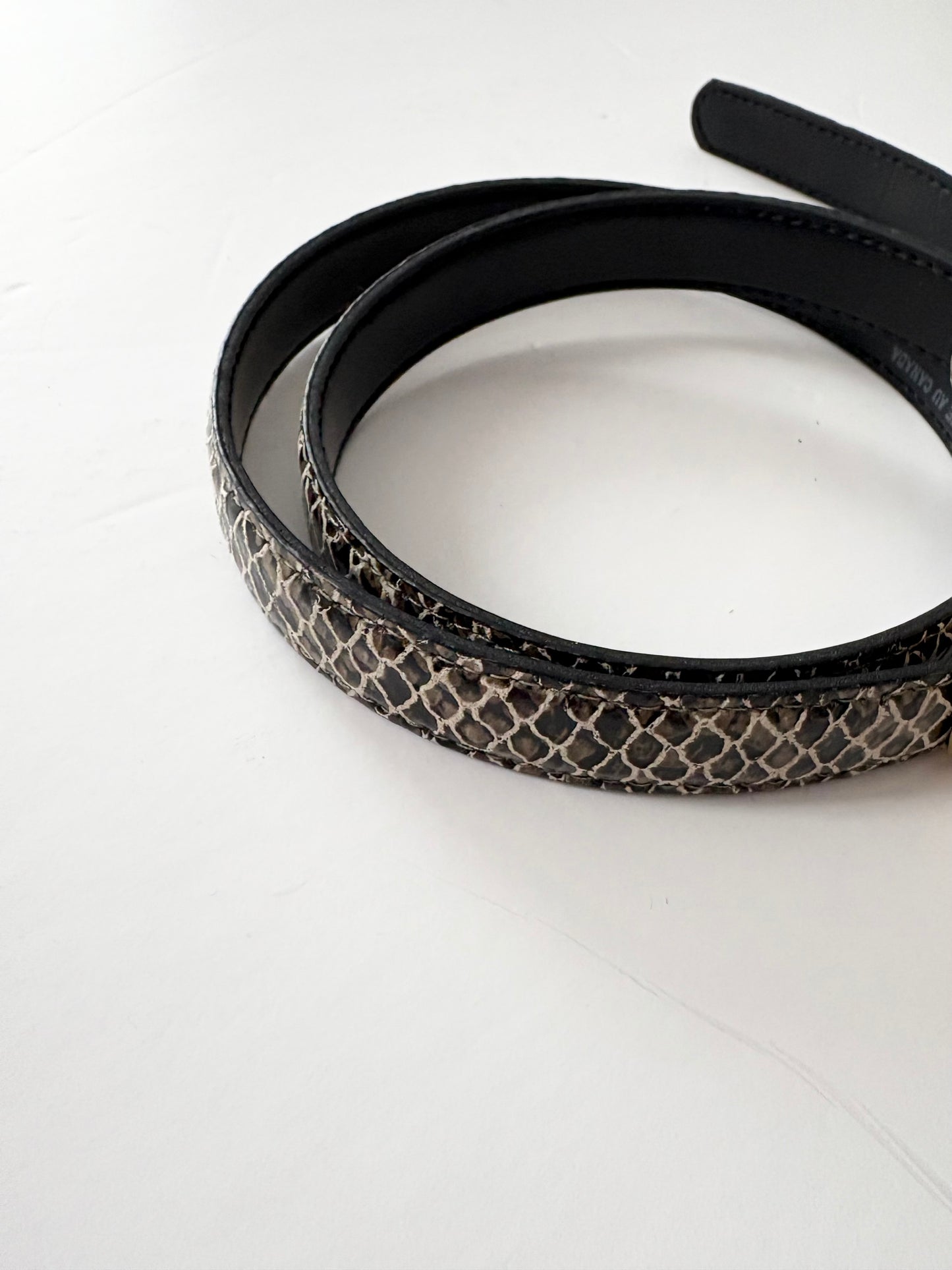 Vintage leather snakeskin belt Large