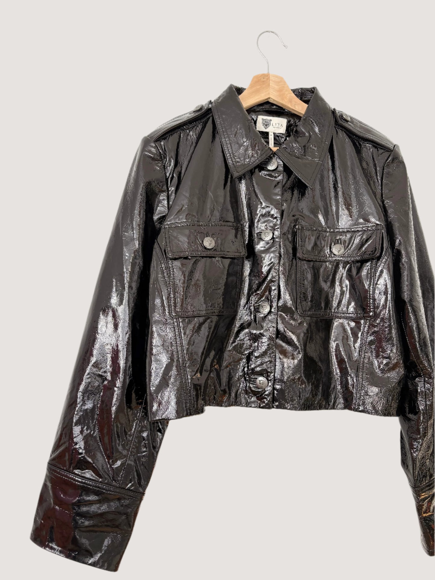 Veste utilitaire courte en cuir verni Lita by Ciara XL