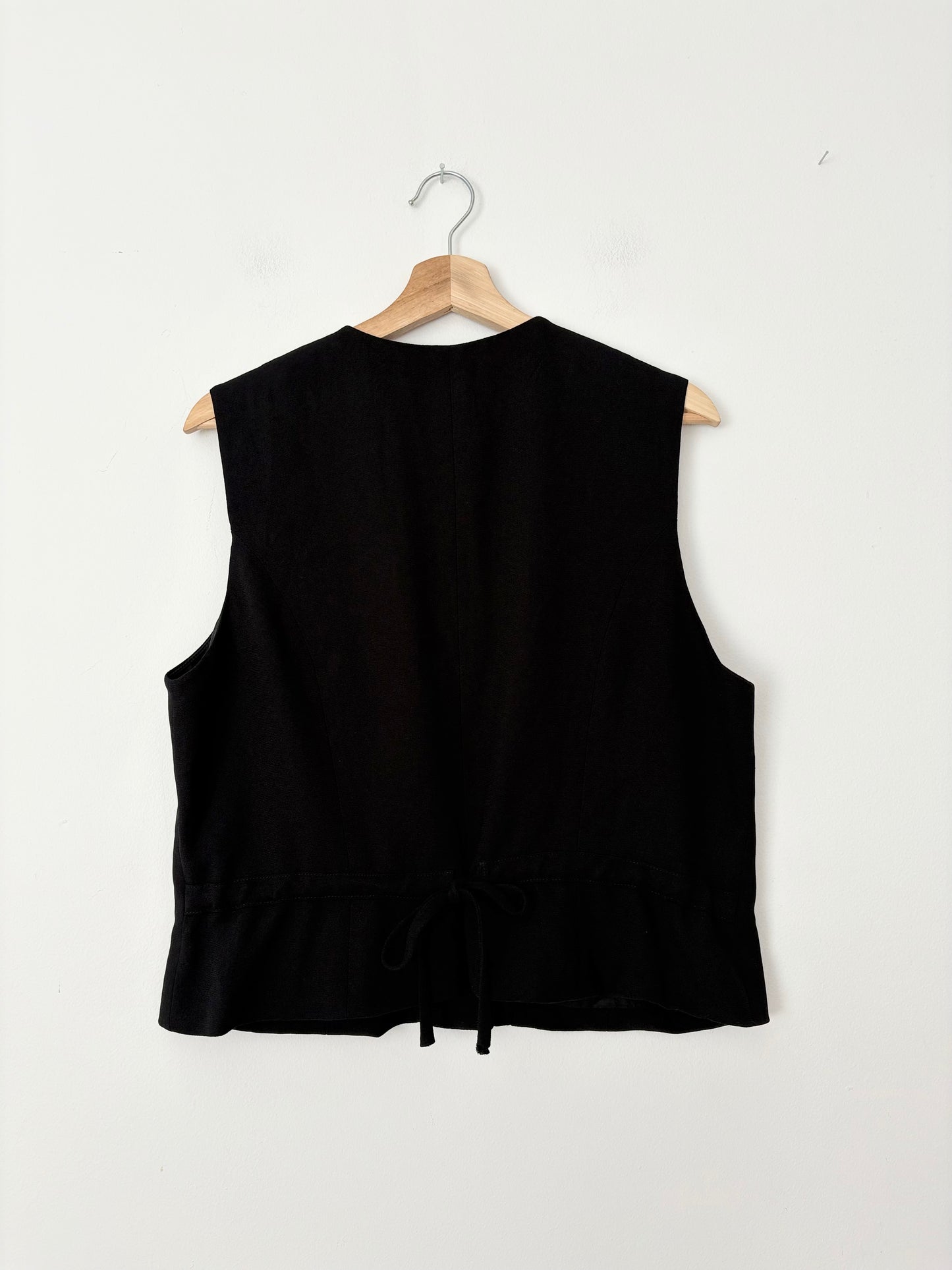Vintage black tie back vest top Large