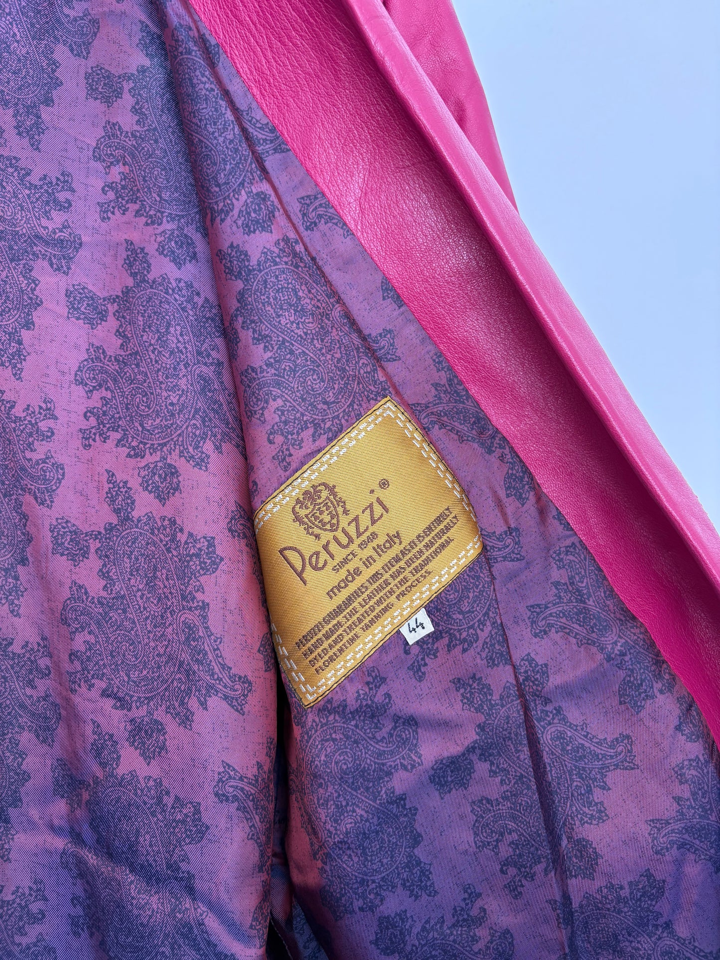 Veste en cuir rose vintage XL