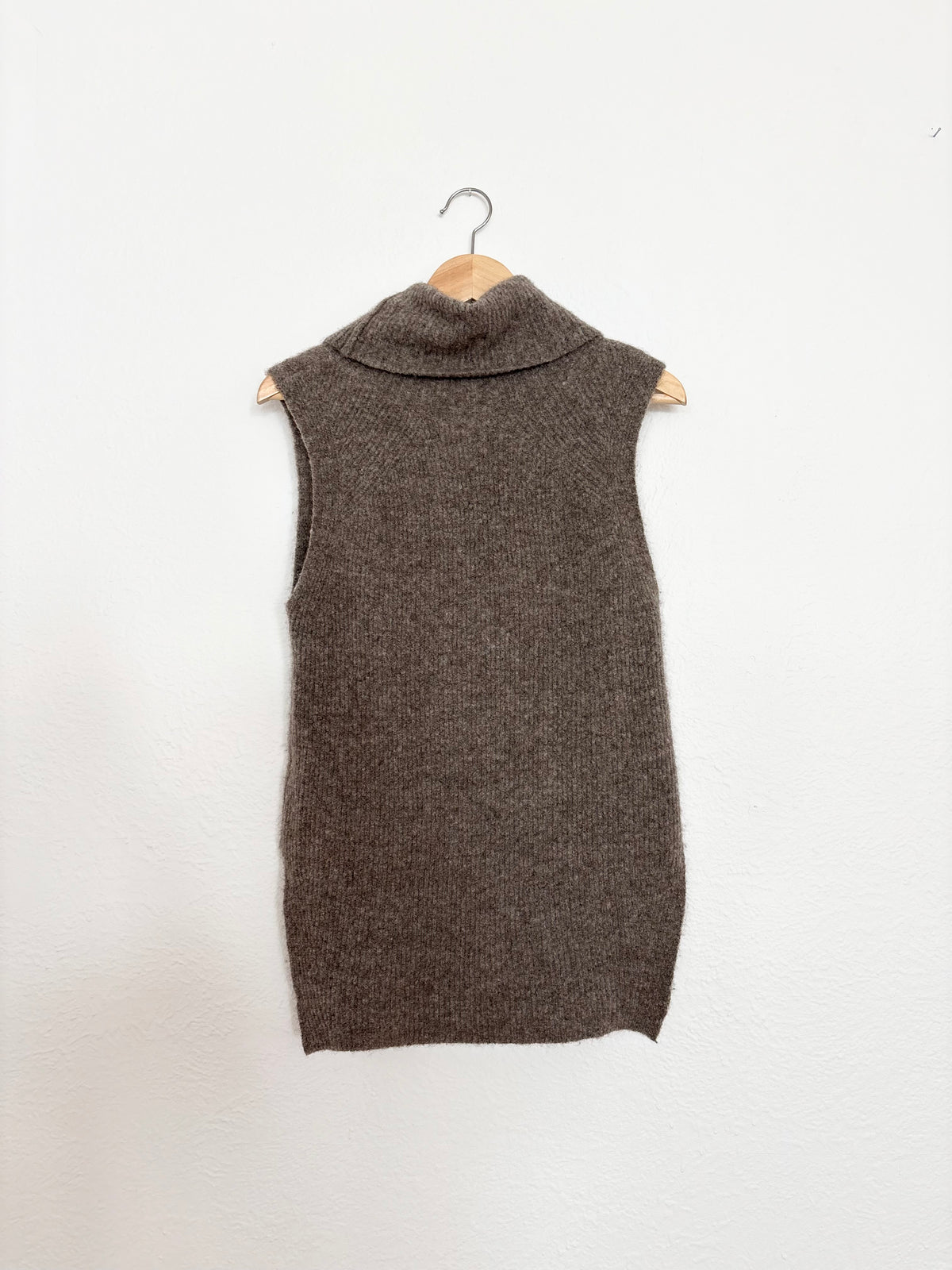 Pull à col roulé sans manches en laine mélangée Community, taille S