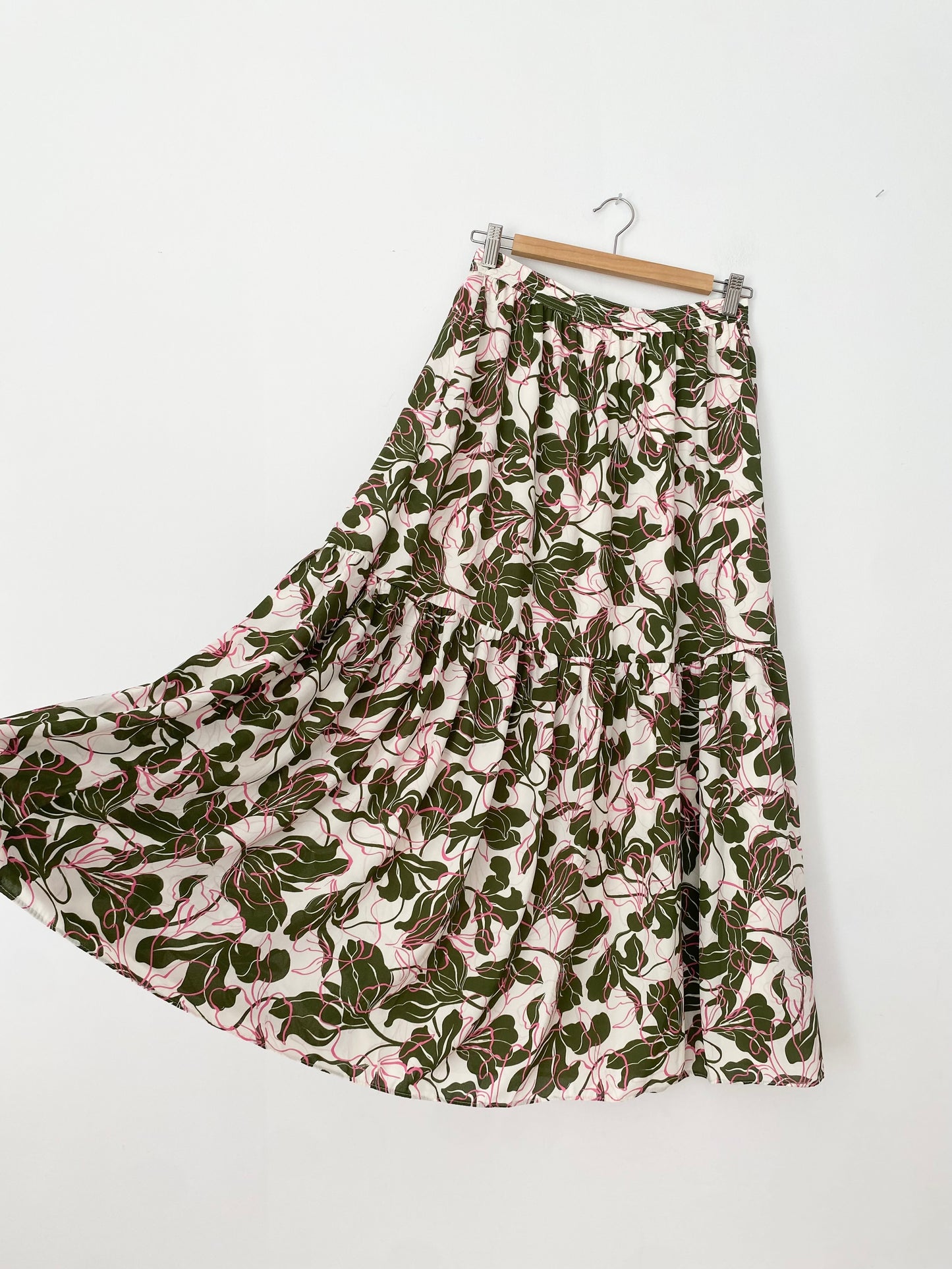Parker ruffle tiered floral midi skirt W27