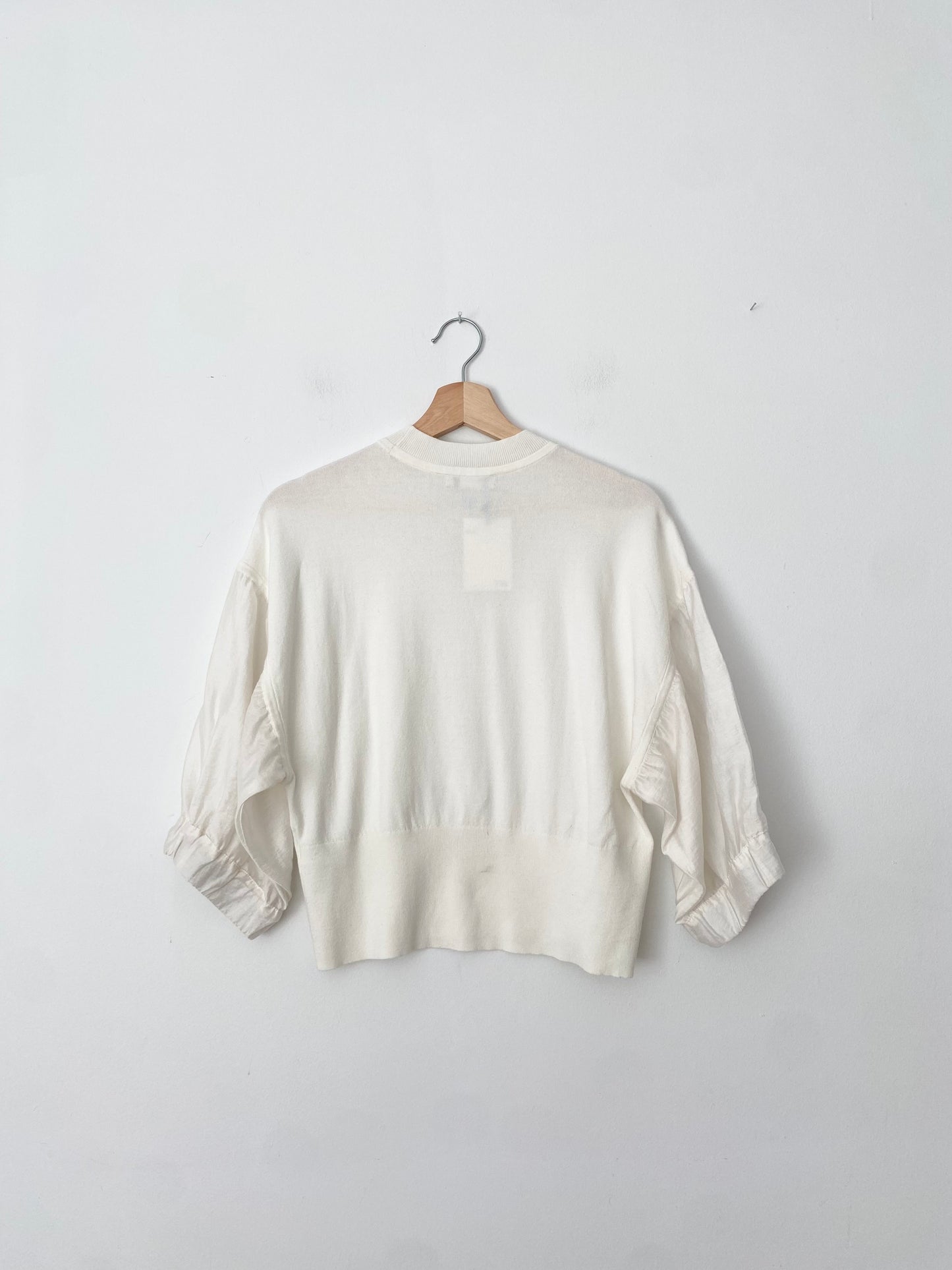 Club Monaco mixed media puff sleeve tee M/L