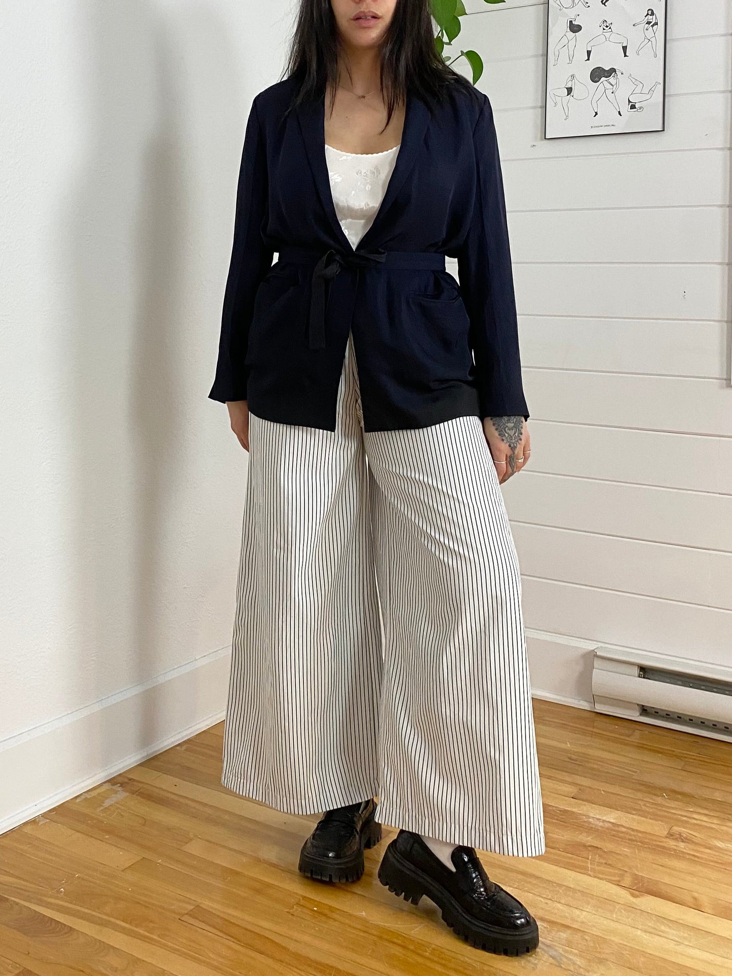 Zara wide leg stripe pants Medium