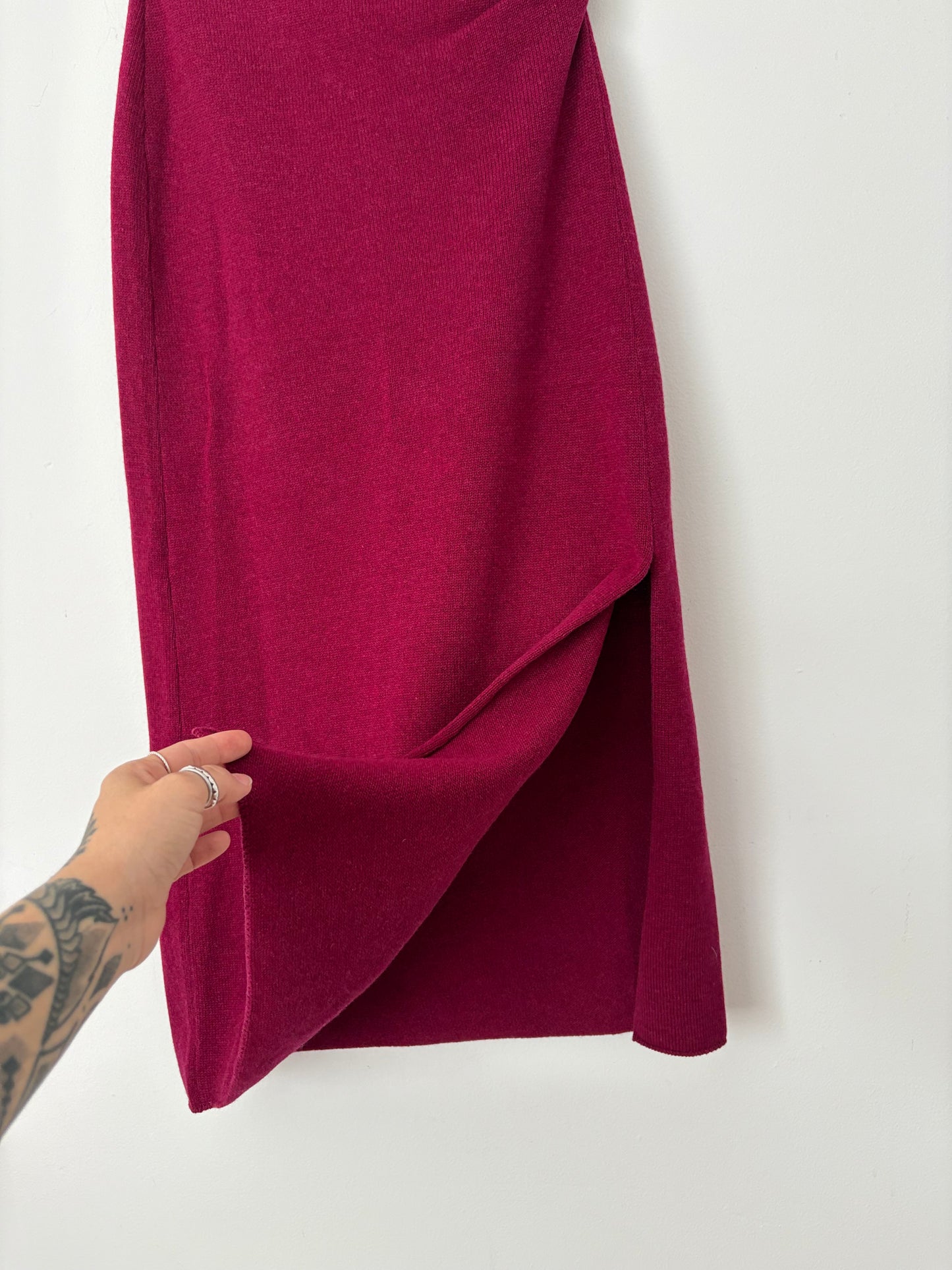 Marina Moscone cashmere twisted slit skirt M/L