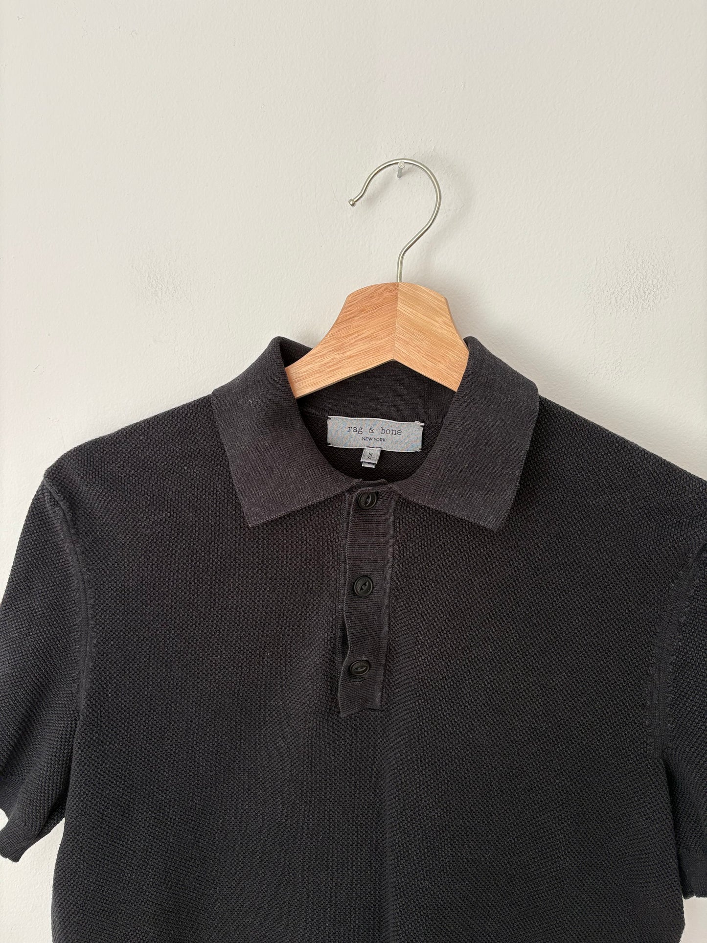 Rag & Bone hemp blend piqué polo shirt Medium