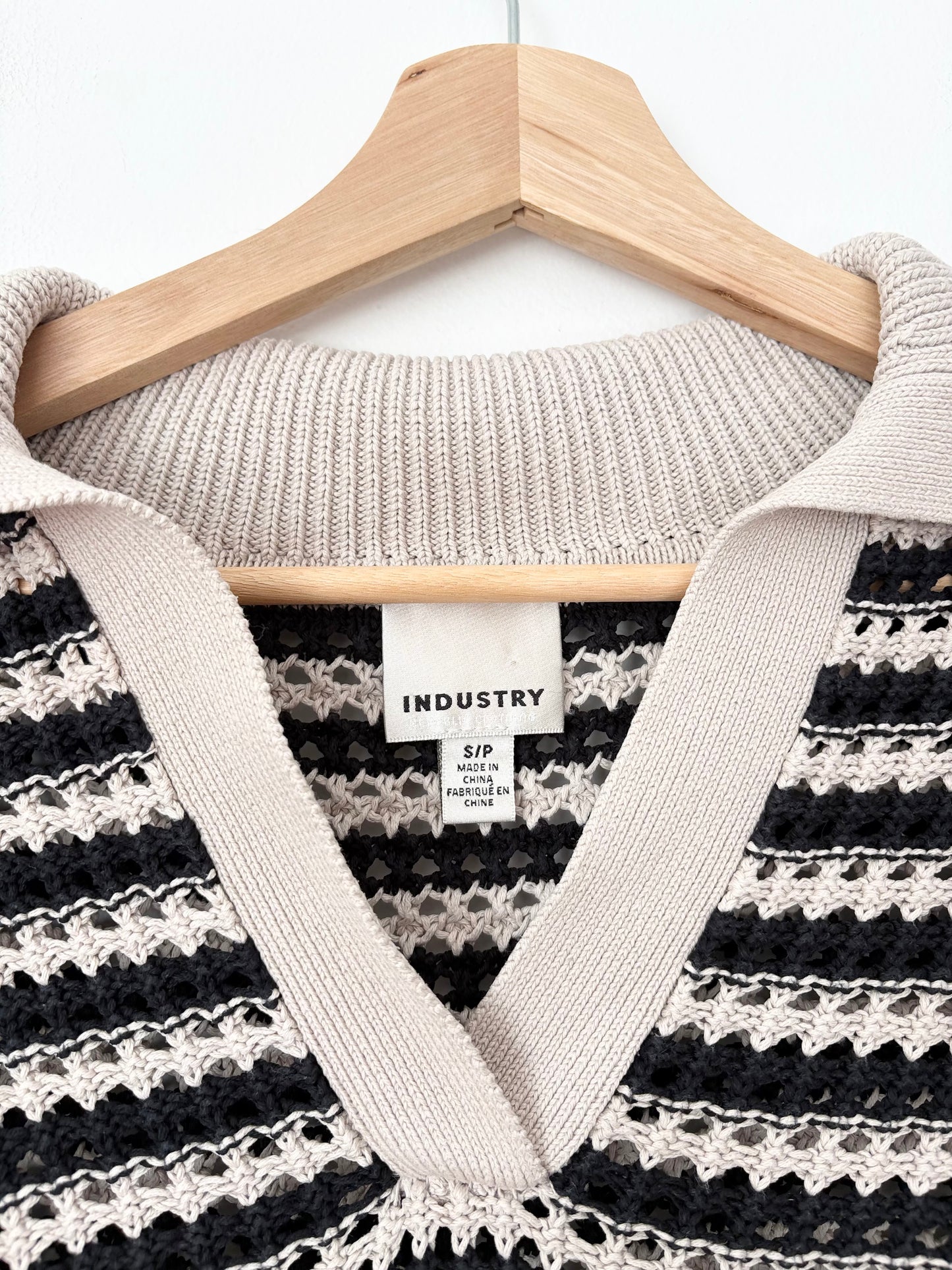 Industry structured open knit sweater Small