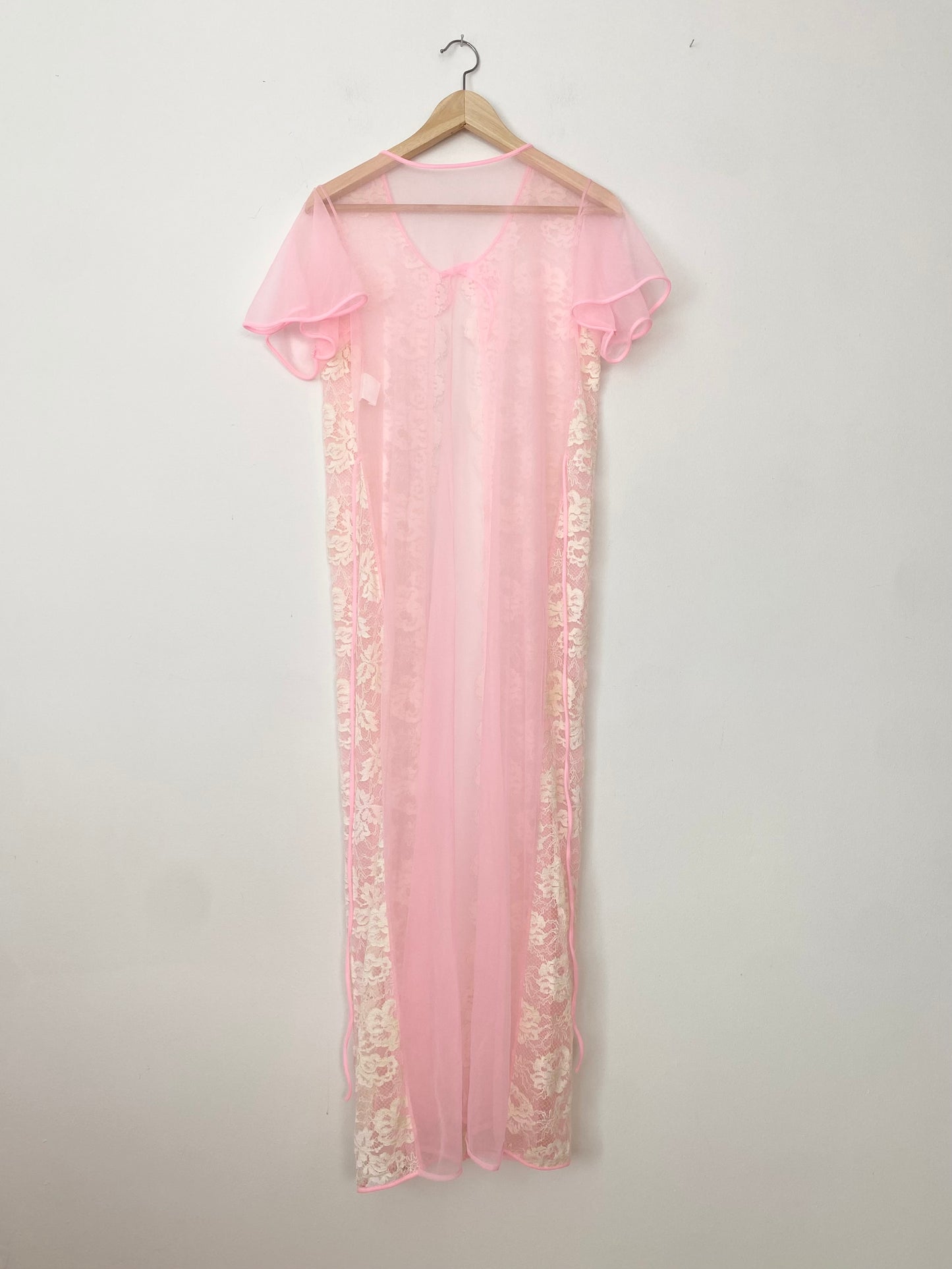 Cardigan maxi en maille avec détails en dentelle vintage S/M