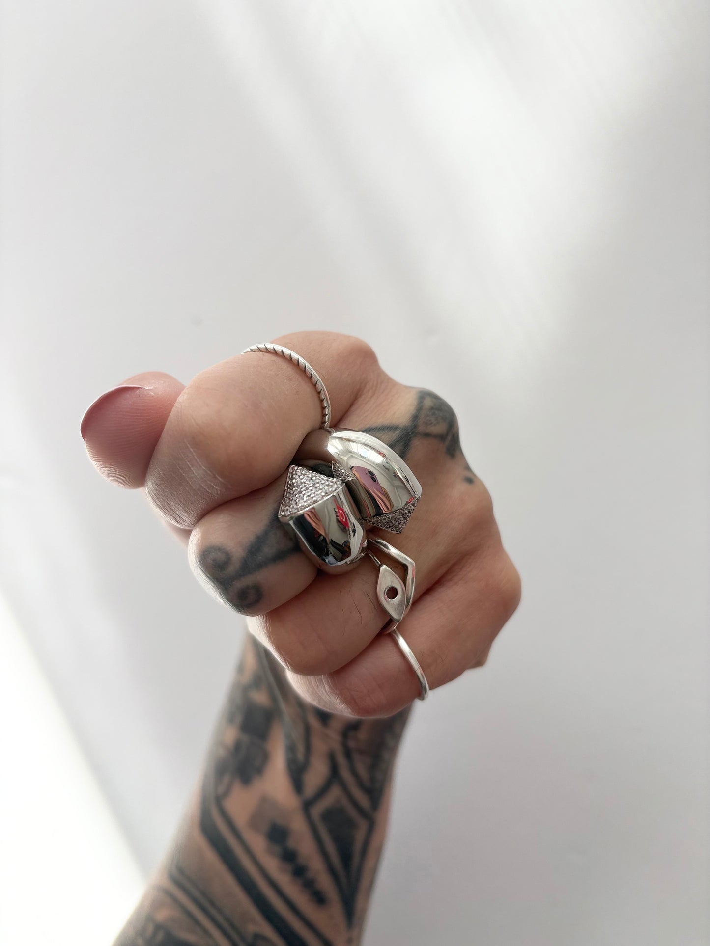 Noir NYC twisted pyramid ring