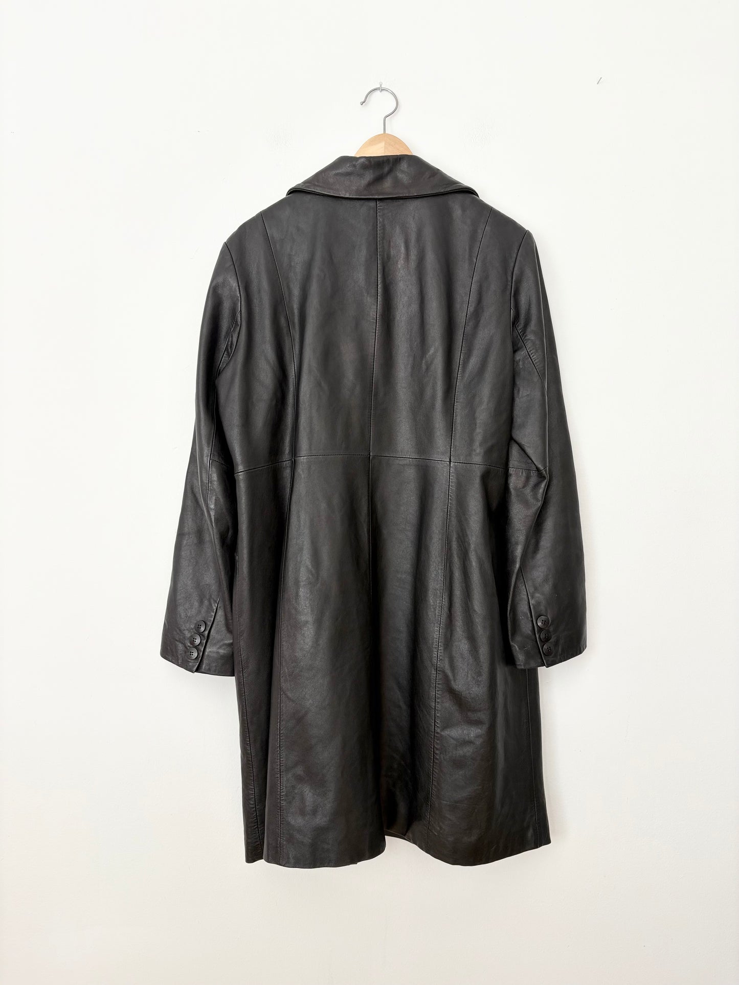 Trench-coat vintage en cuir véritable Kenneth Cole XL
