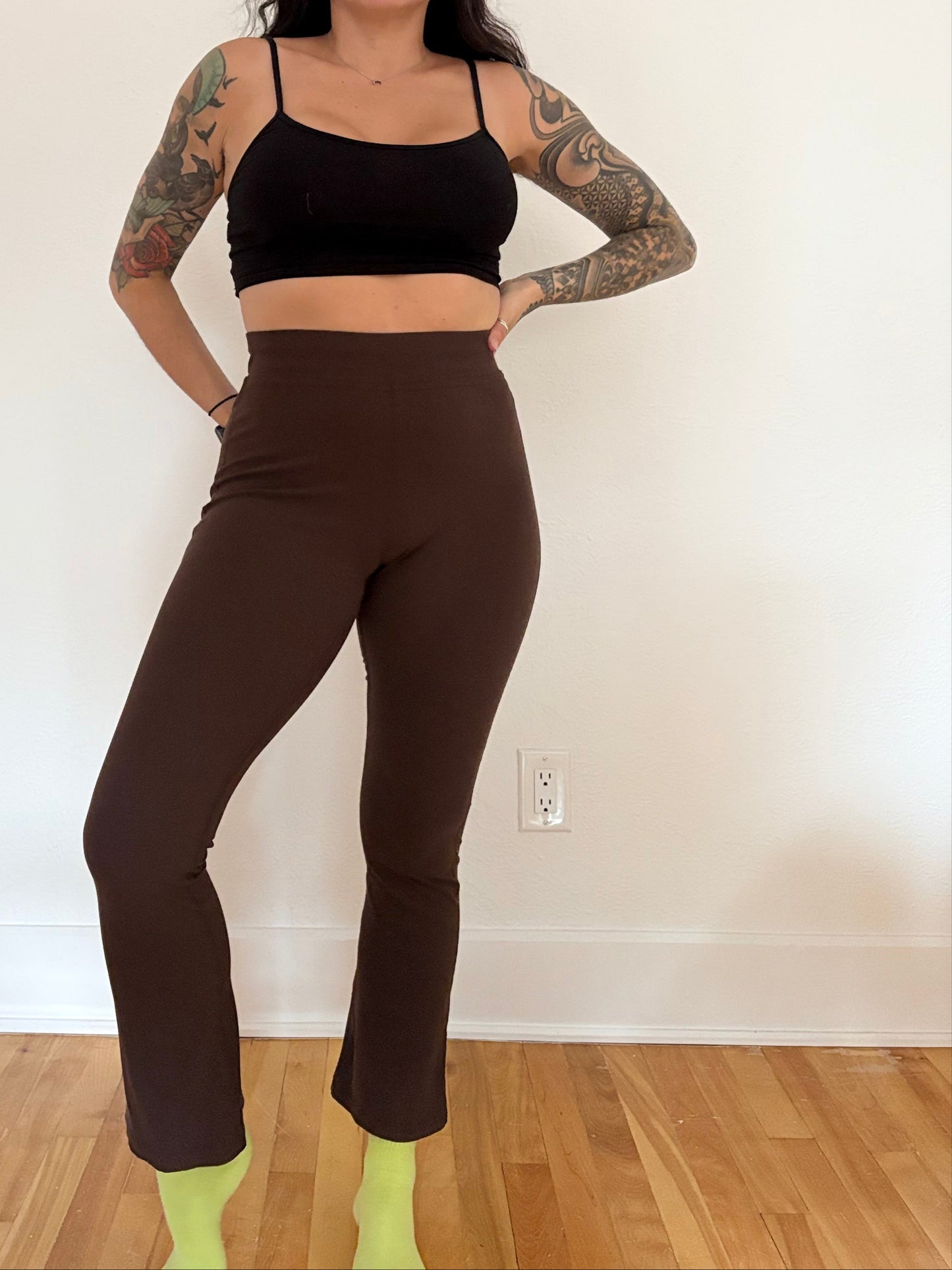 Outdoor Voices Superform rib kick flare pants Medium
