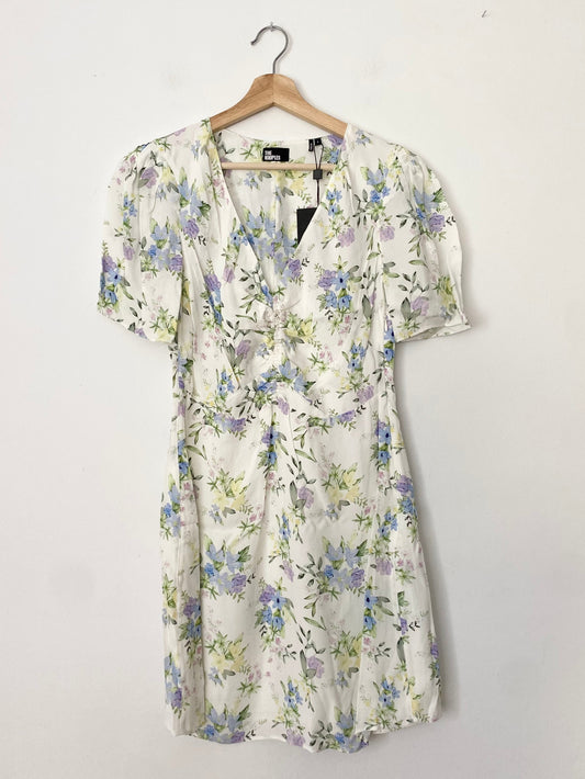 The kooples floral print shirred mini dress S/M