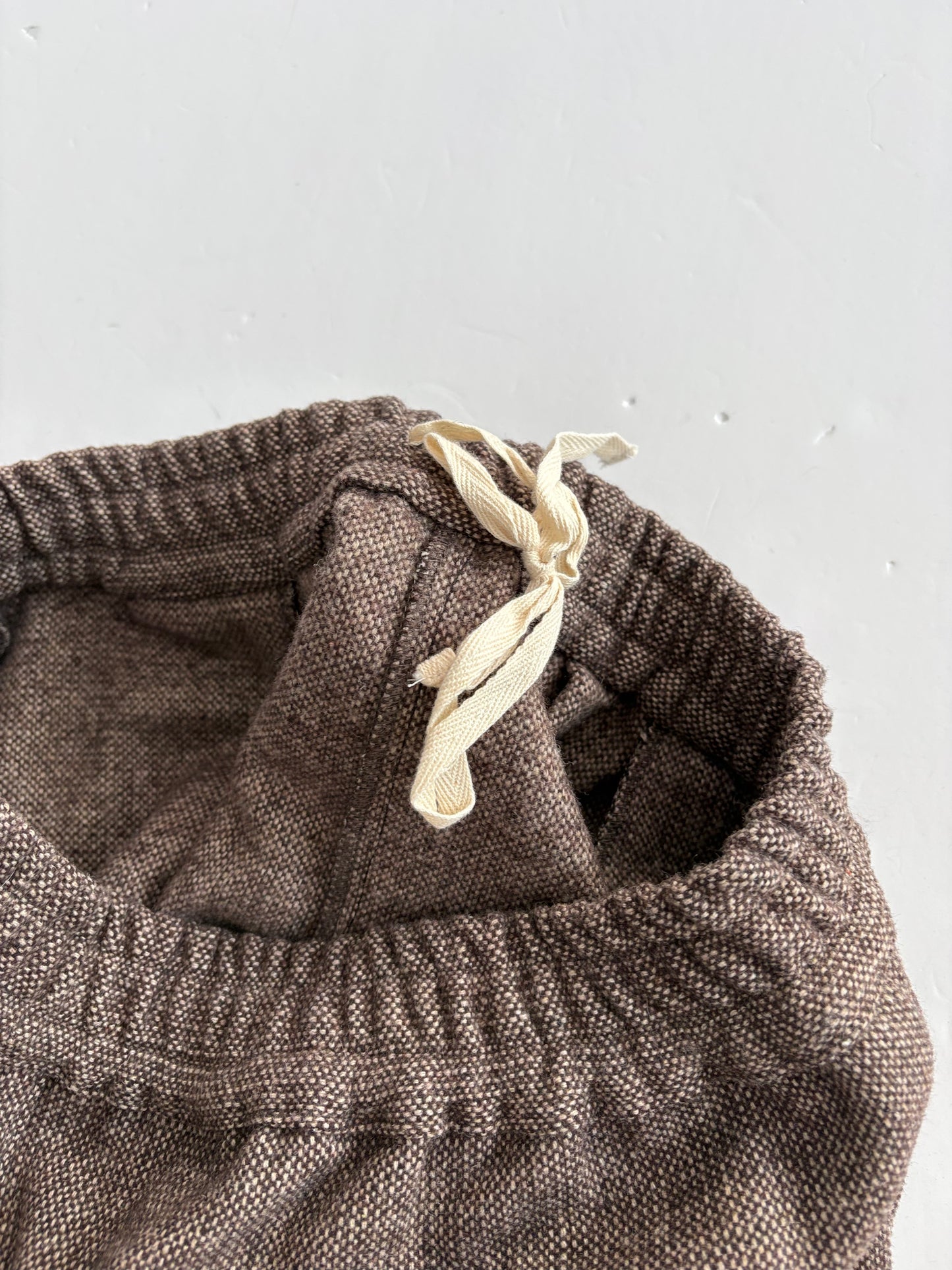 Culotte courte à jambes larges en tweed vintage, taille moyenne