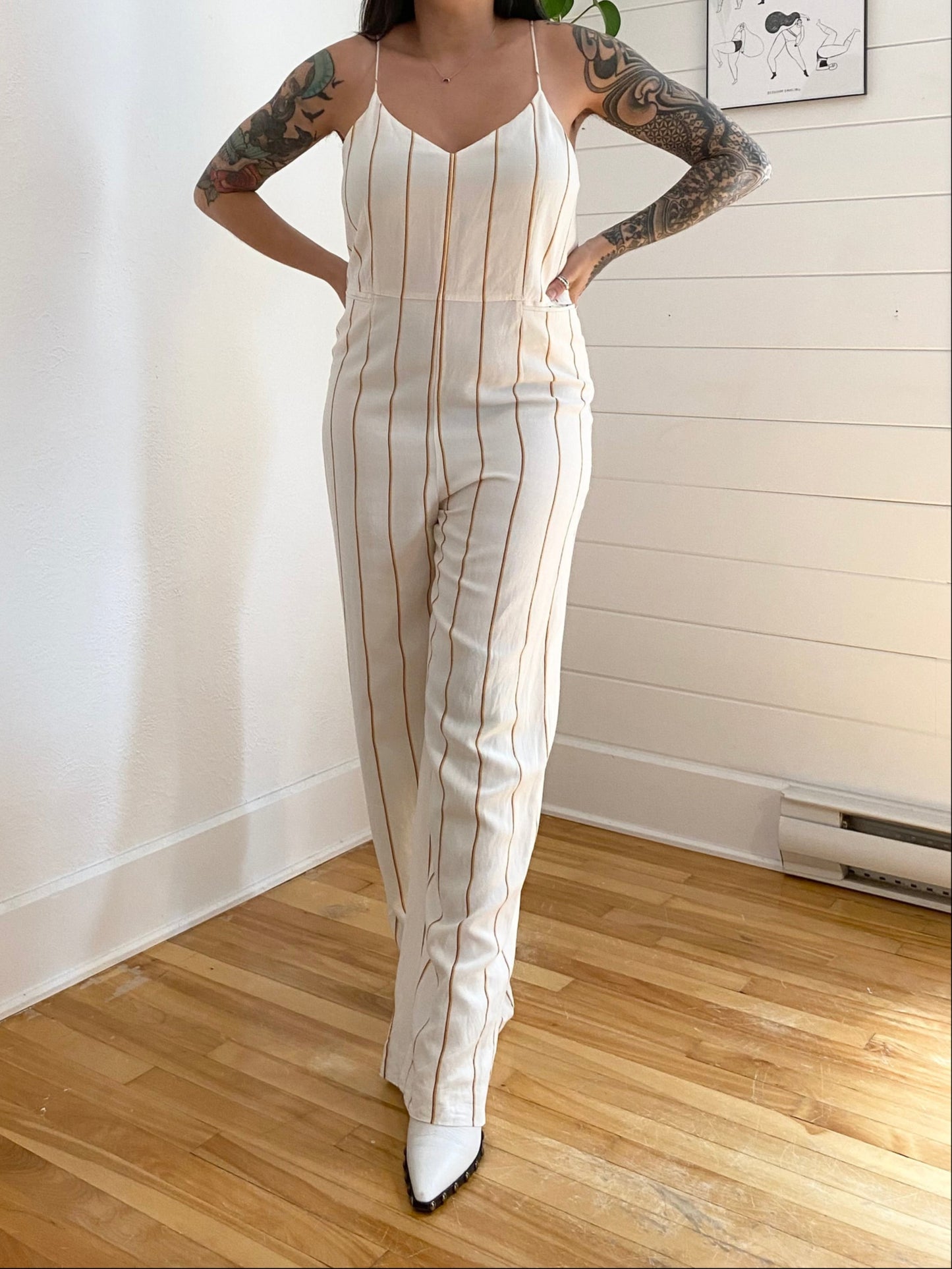 Anthropologie The Essential yarn-dyed jumpsuit M/L