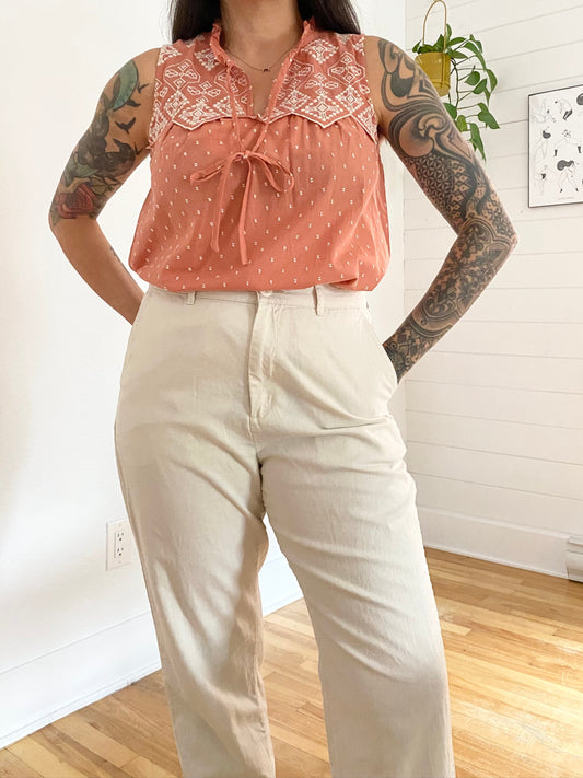 Anthropologie Mine embroidered sleeveless blouse Small