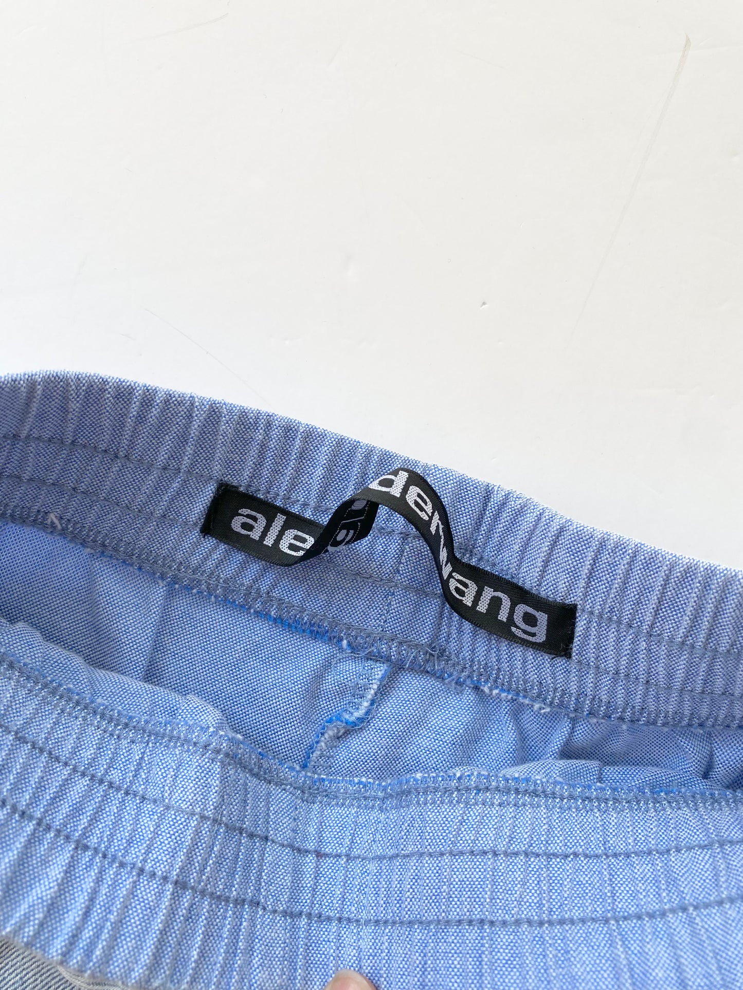 Alexander wang blue boxer layered distressed denim shorts W24