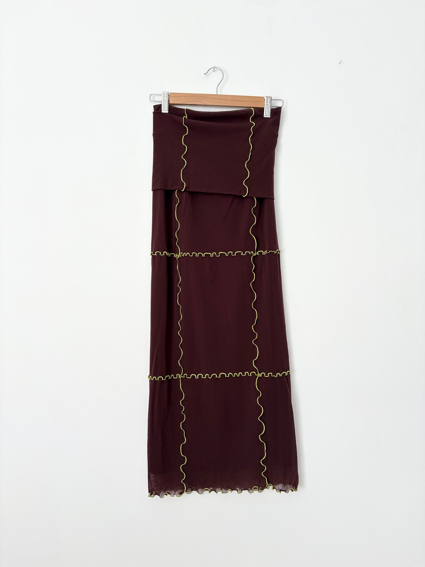 Marina Moscone foldover tubino mesh skirt XS-M