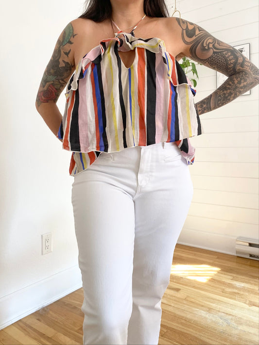St Roche stripe ruffle tank top S/M