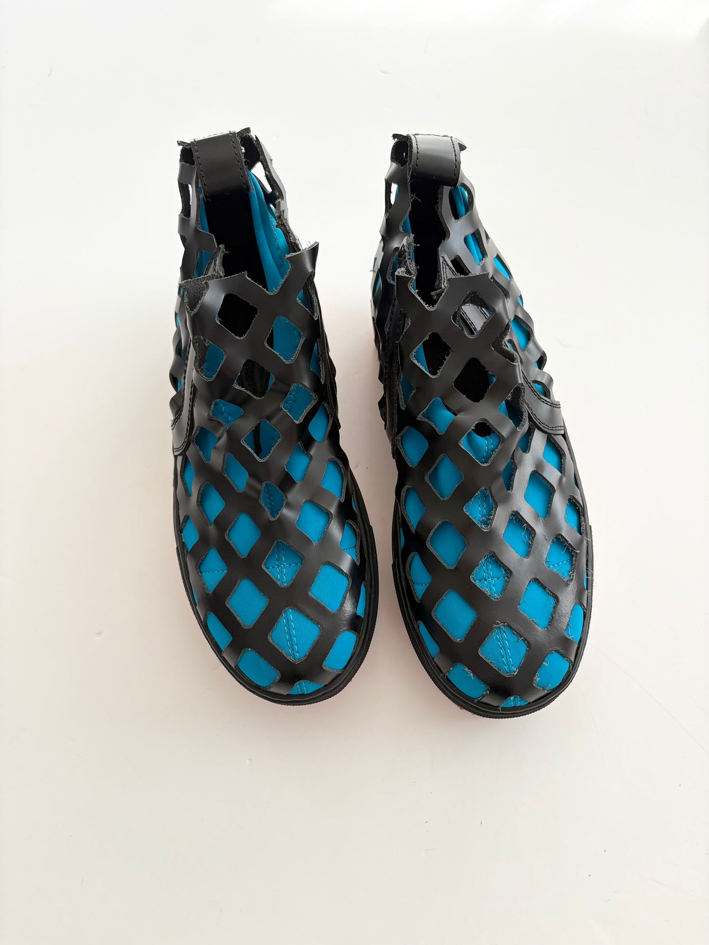 Marques Almeida laser cut caged platform sneakers US7