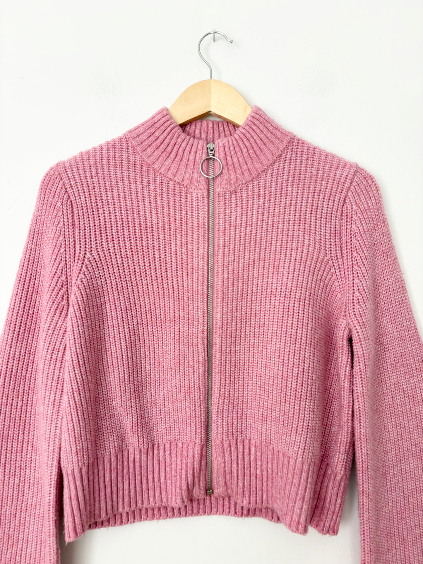 William Rast pink zip up knit sweater Large