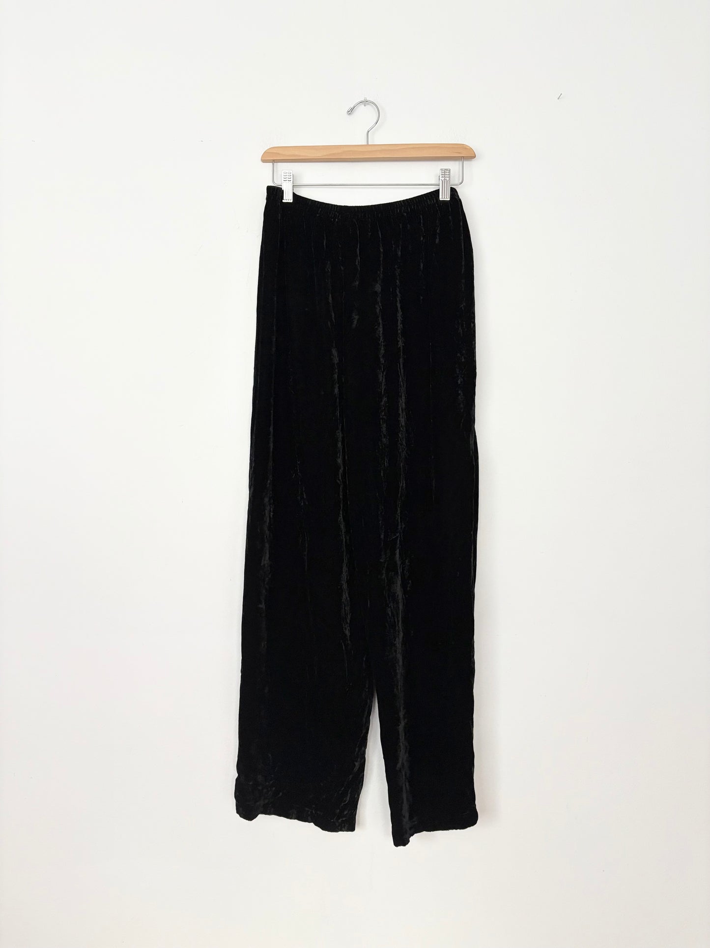 Eileen Fisher straight leg silk blend velvet pants Medium