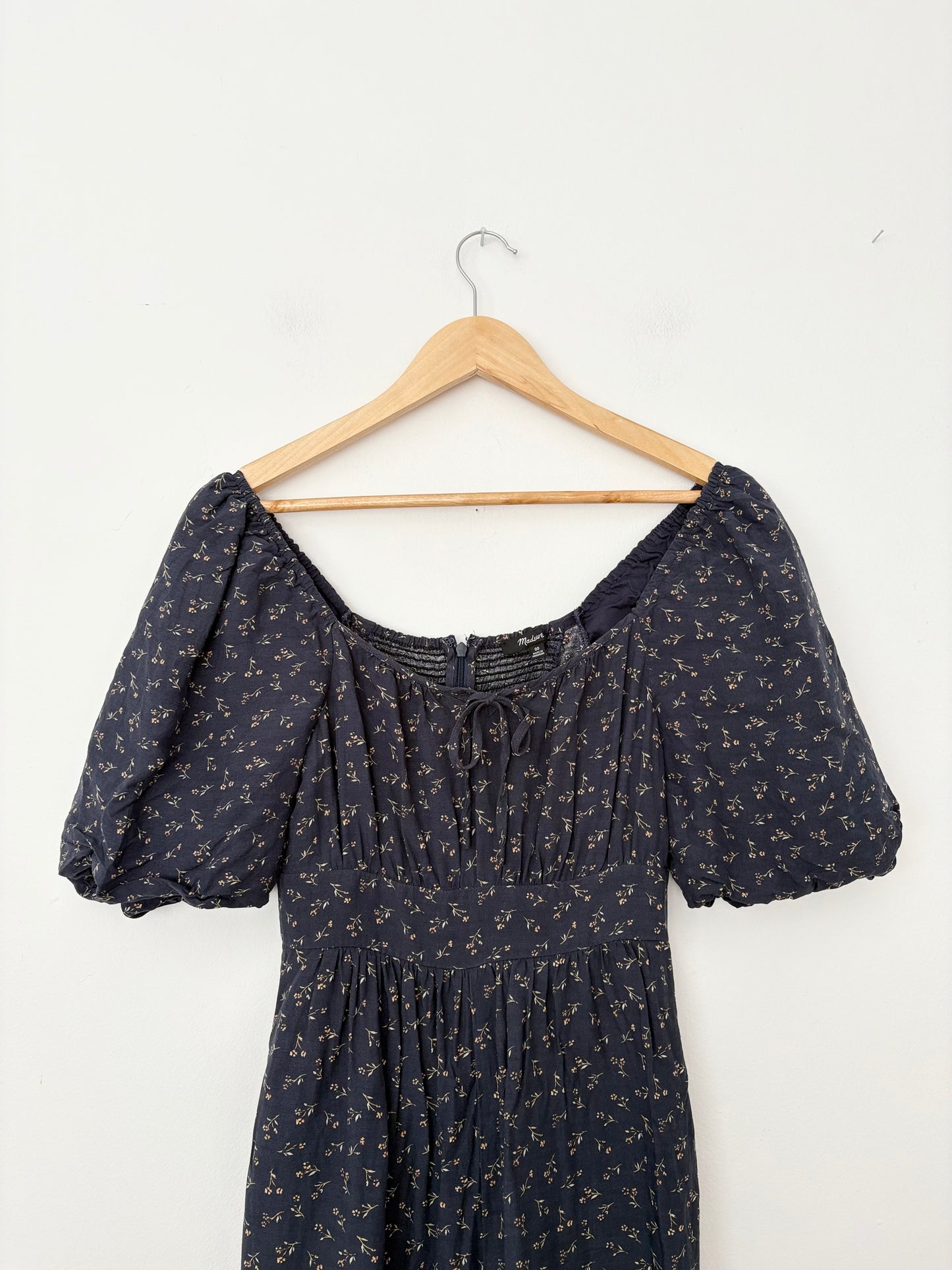 Madewell bubble sleeve floral linen blend jumpsuit XXS