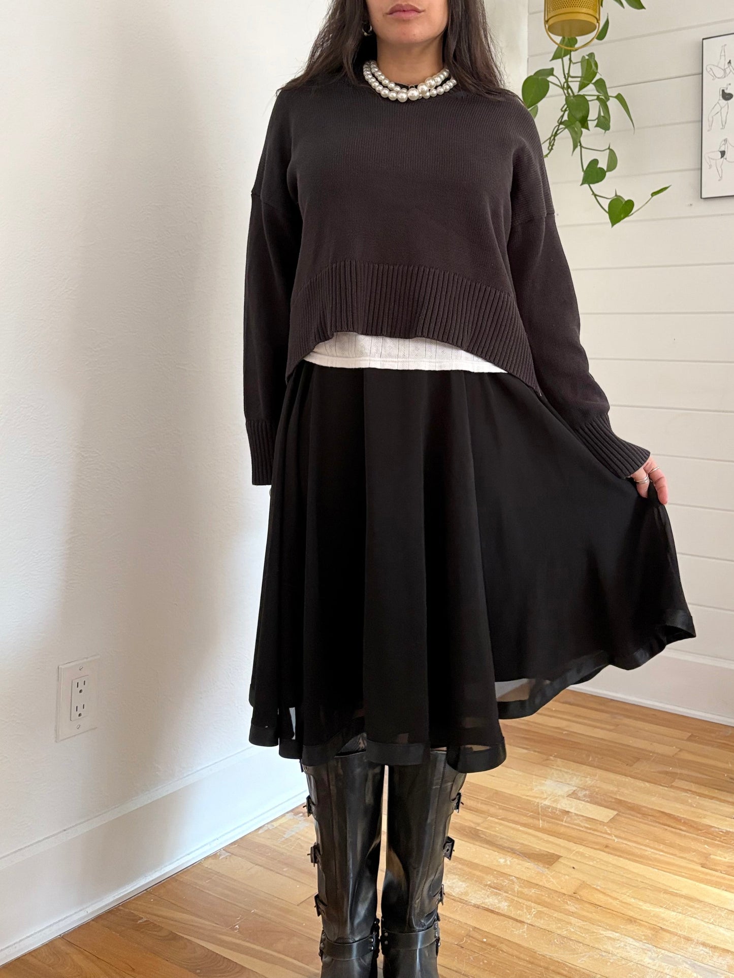 Vintage flowy midi skirt M/L