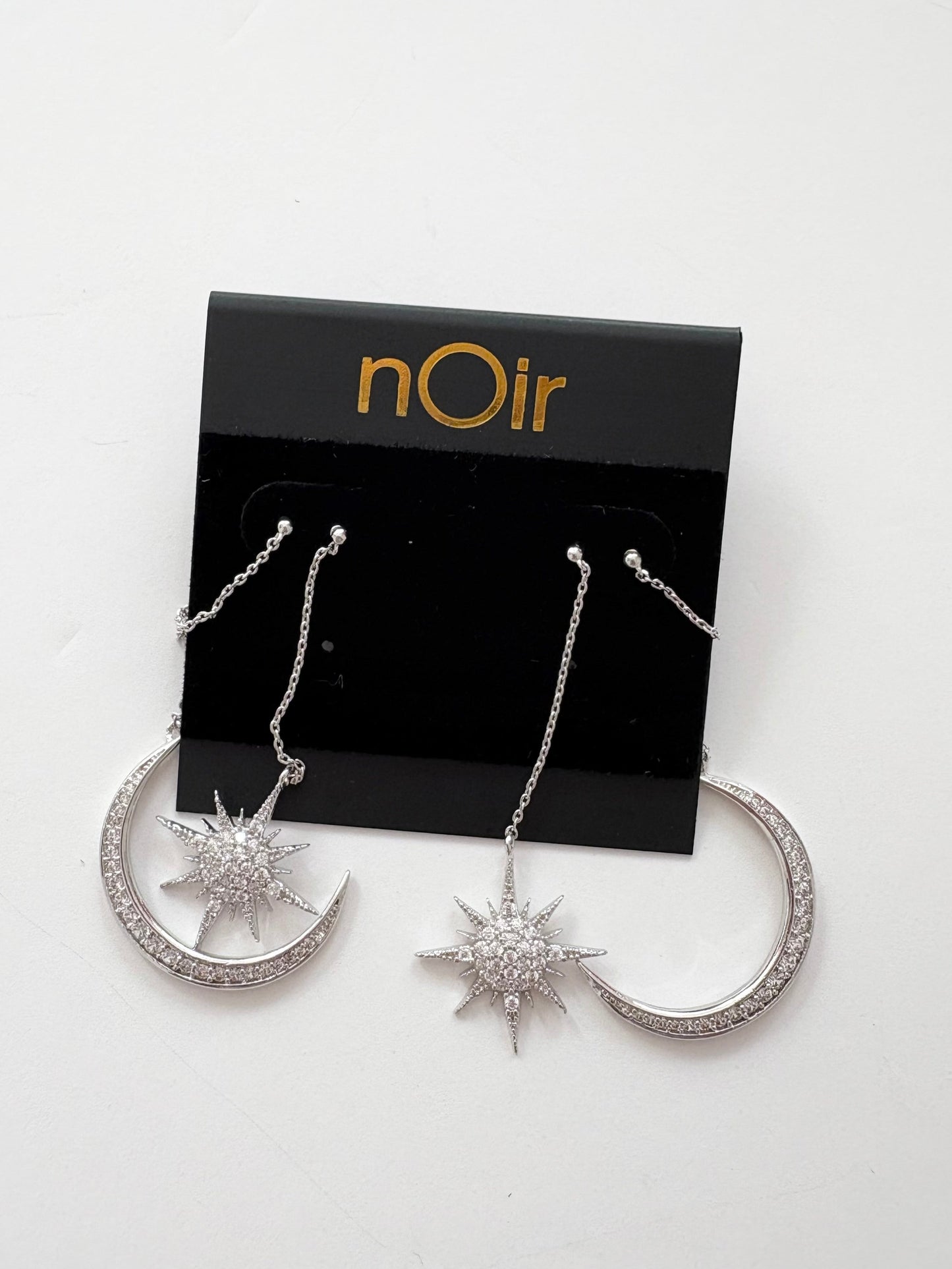 Noir NYC Star & Moon double swinger earrings
