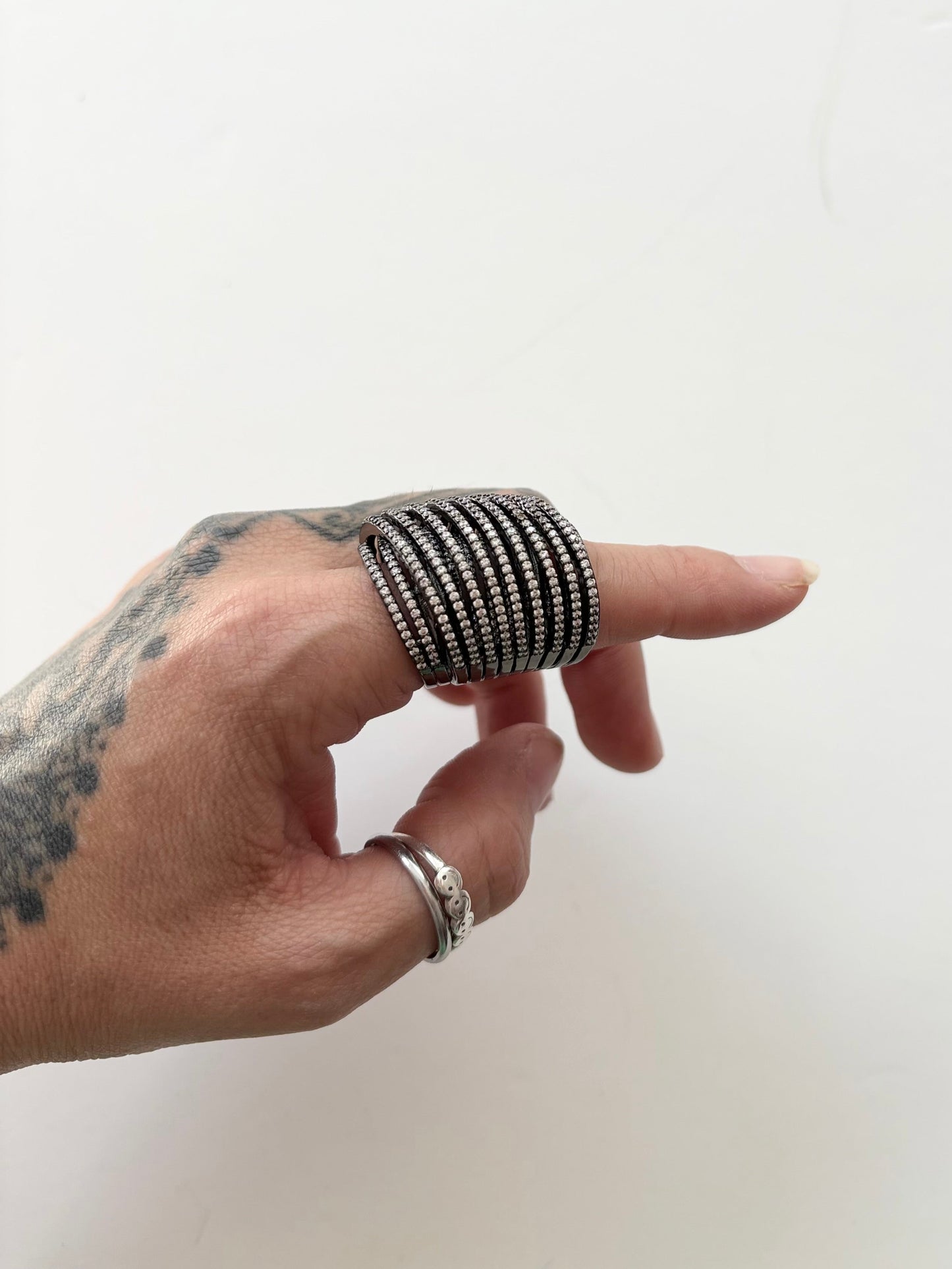 Noir NYC crystal spiral ring