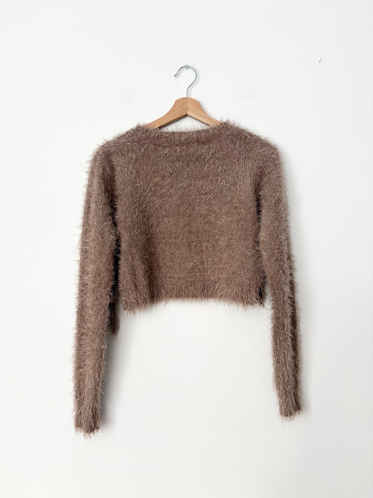 Naked Wardrobe fluffly side tie crop sweater Medium