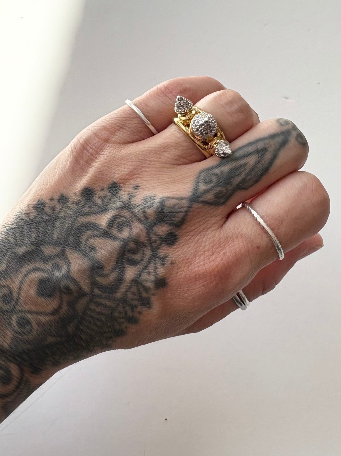 Noir NYC Honey 3 Spike Pave Ring