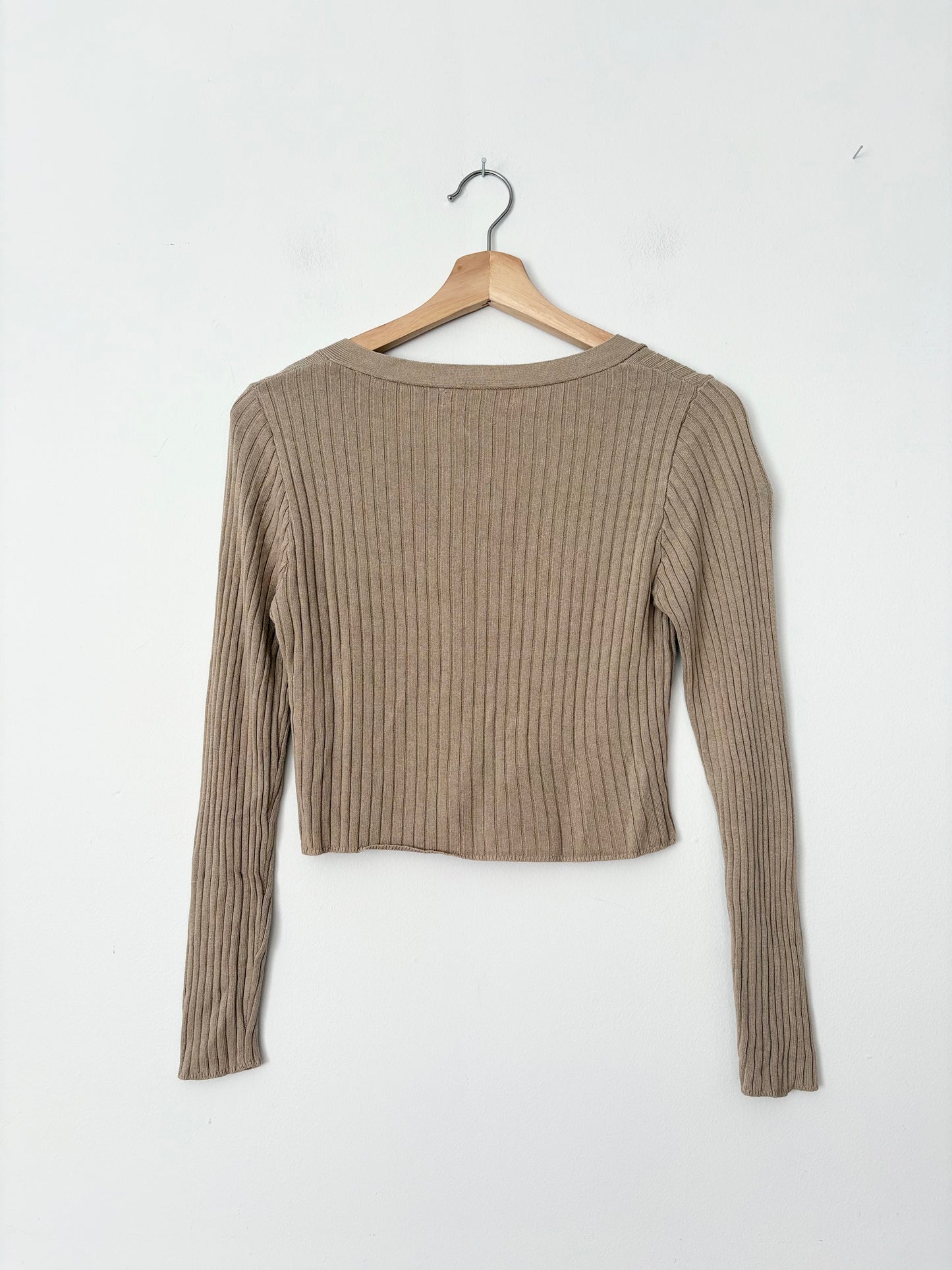 Oak + Fort ribbed crop cardigan XS