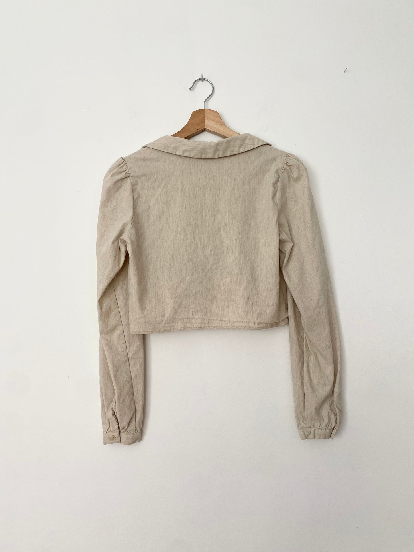 Zara linen blend tie-front crop top S/M