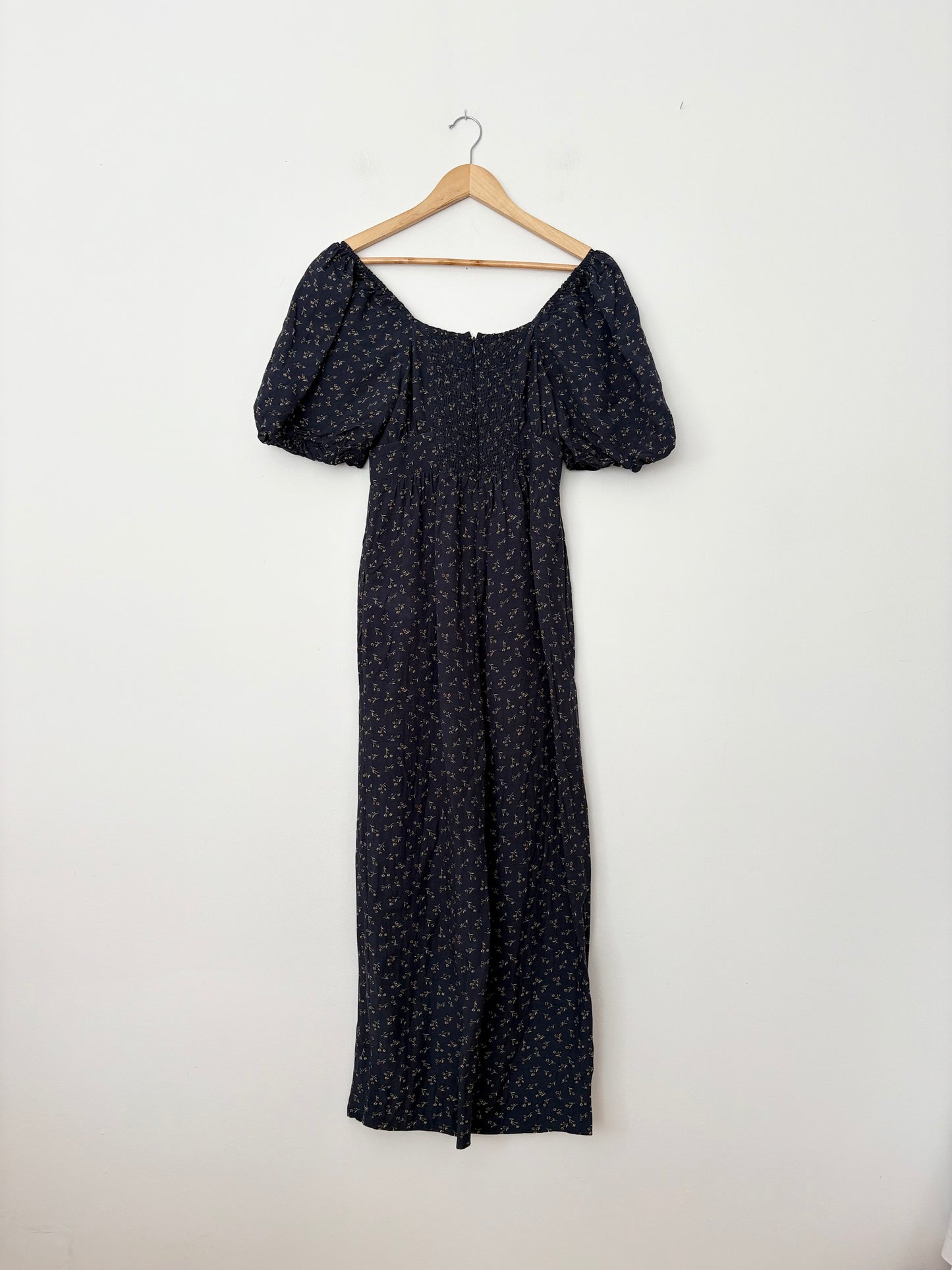 Madewell bubble sleeve floral linen blend jumpsuit XXS